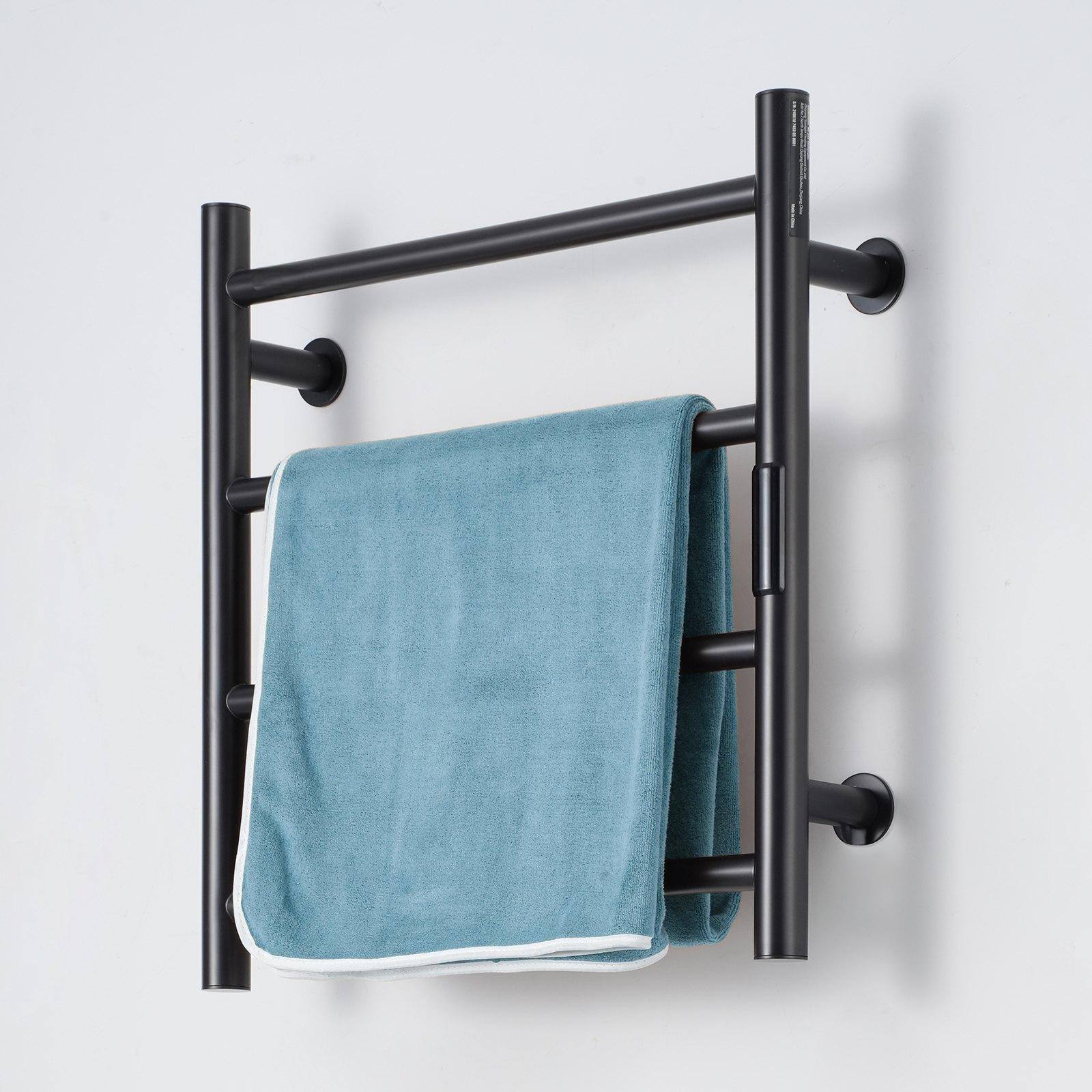 Alt View 8. Glintex - 4 Bars Wall Mounted Heated Towel Rack, Waterproof Towel Warmer with Timer & 5-Level Temperature Settings - Black.