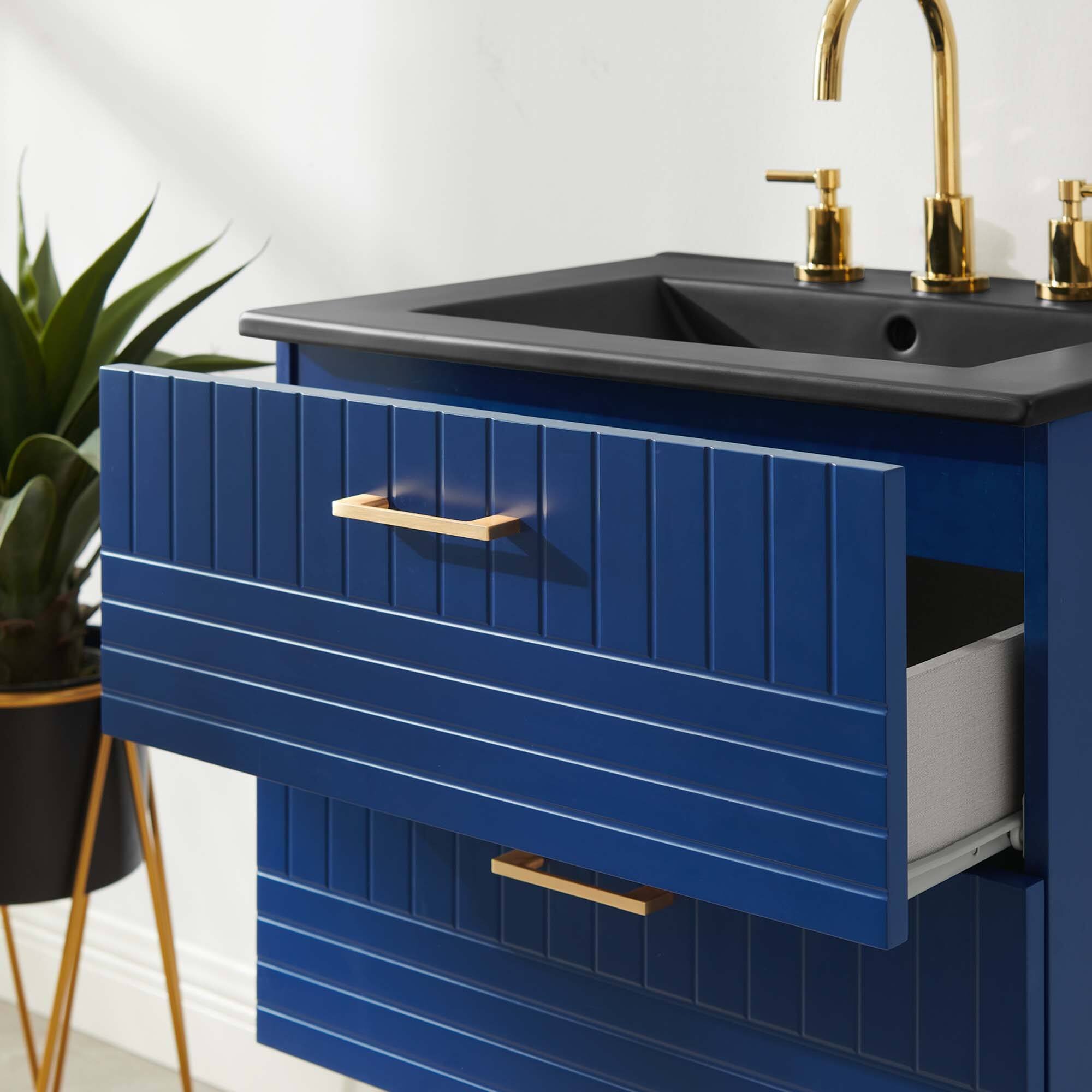 Back. Modway - Daybreak Wall-Mount Bathroom Vanity Basin Included by Modway - Blue Black.