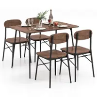Costway 5-Piece Dining Table Set for 4 Modern Kitchen Dining Room Furniture Set - Rustic Brown - Front_Zoom