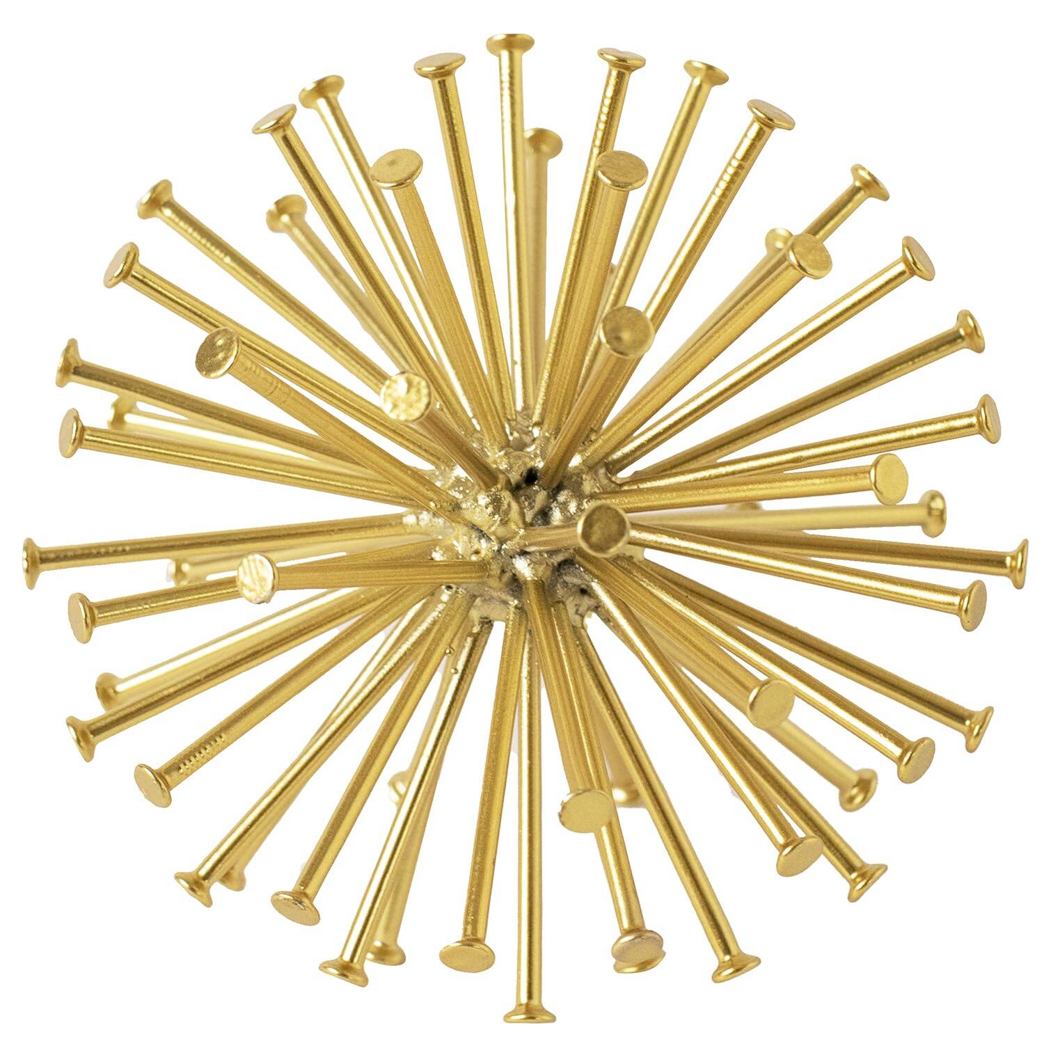 Alt View 1. Alchemy Casas - Metal Spike Sphere Tabletop Decor Geometric Decorative Ball Abstract Sculpture Table Decorations For Home - Gold Square-5.5in.