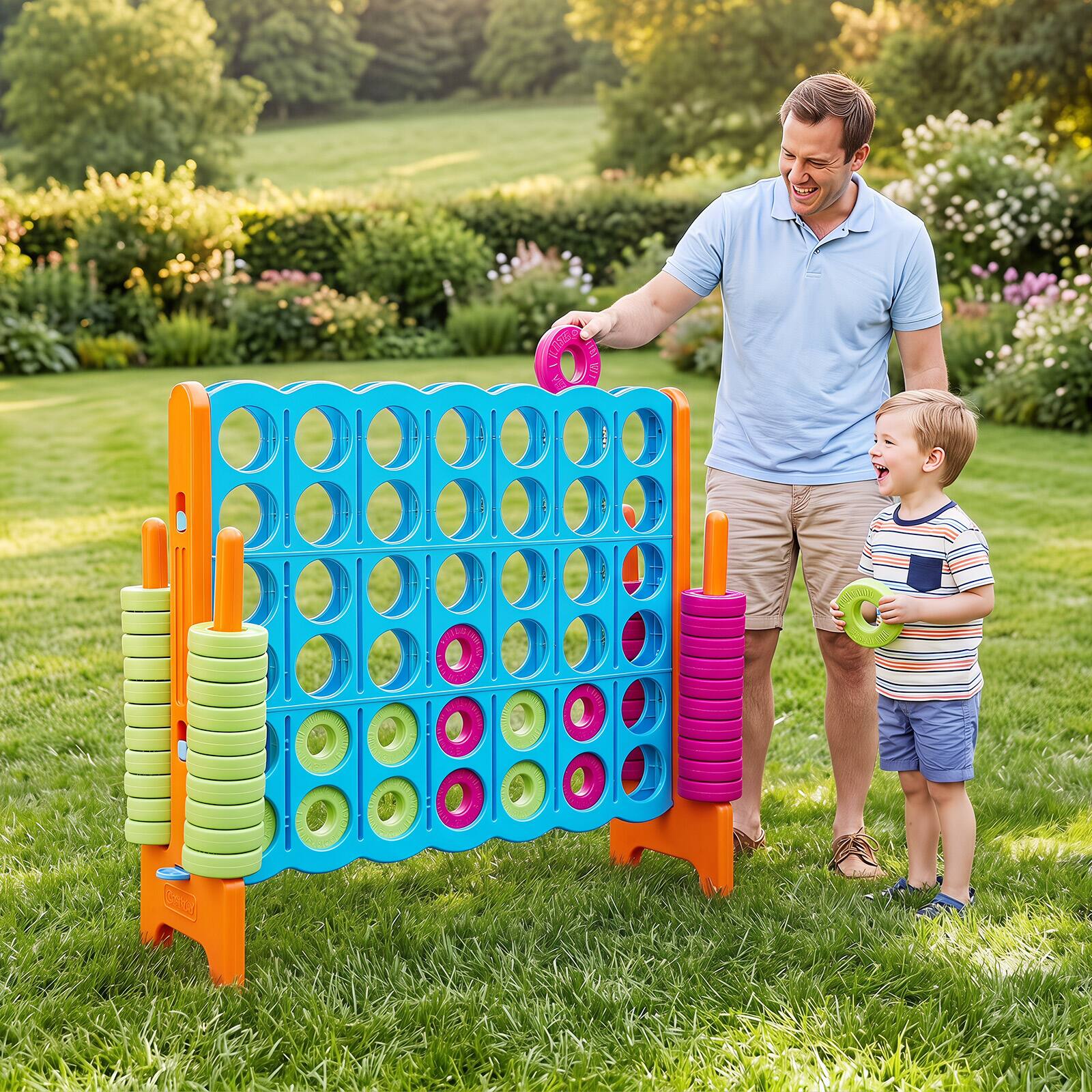 Alt View 1. Costway - Costway Jumbo 4-to-Score 4 in A Row Game Set Outdoor Indoor Kids Adults Family Fun - Orange + Blue.