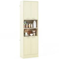 Front. Costway - Costway Kitchen Pantry Cabinet, 75" Tall Freestanding Cupboard with Doors & Shelves - Light Oak.