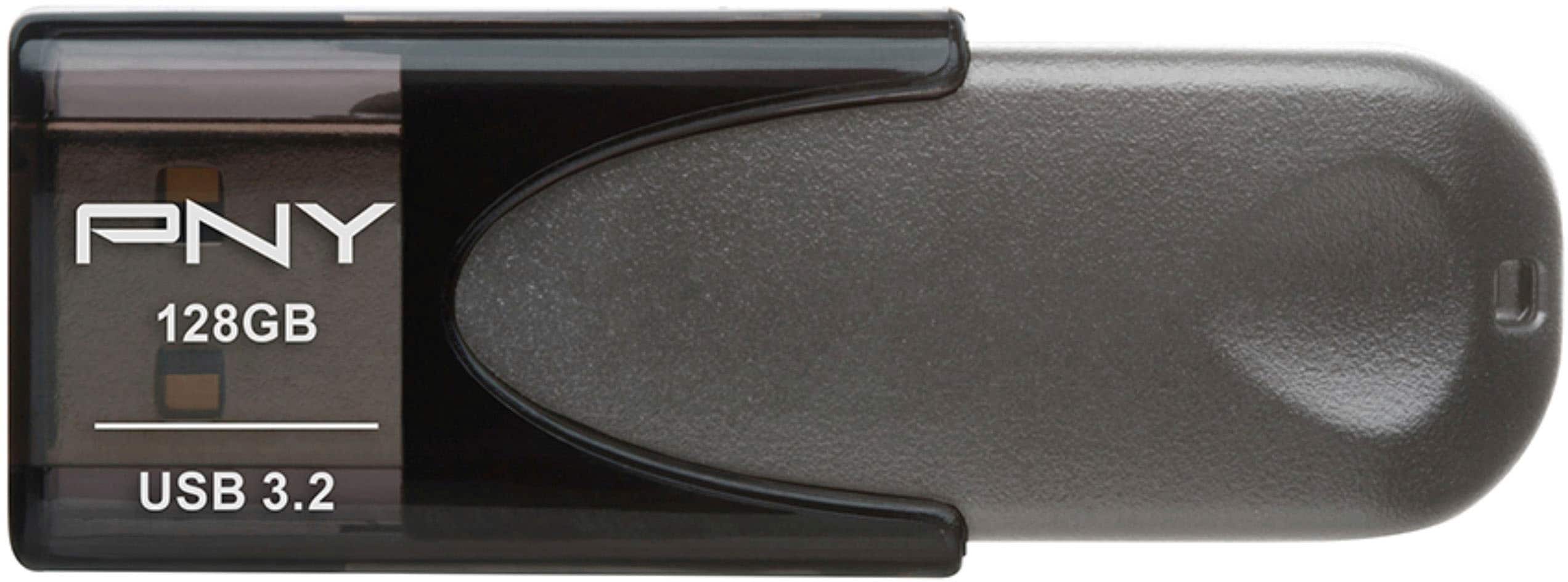 Front. PNY - Elite Turbo Attache 4 128GB USB 3.2 Flash Drive - Black.