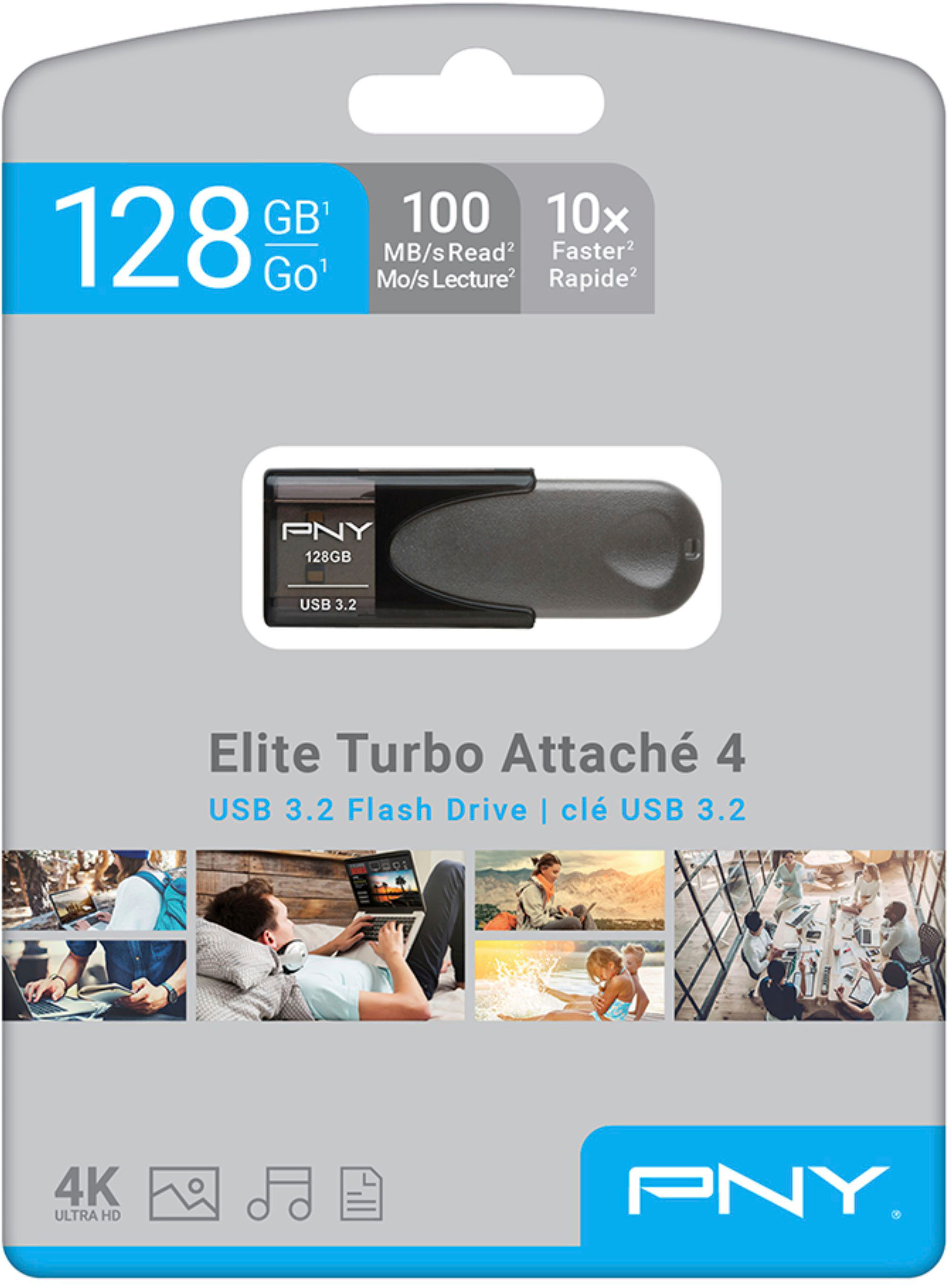 PNY Elite Turbo Attache 4 128GB USB 3.2 Flash Drive Black P