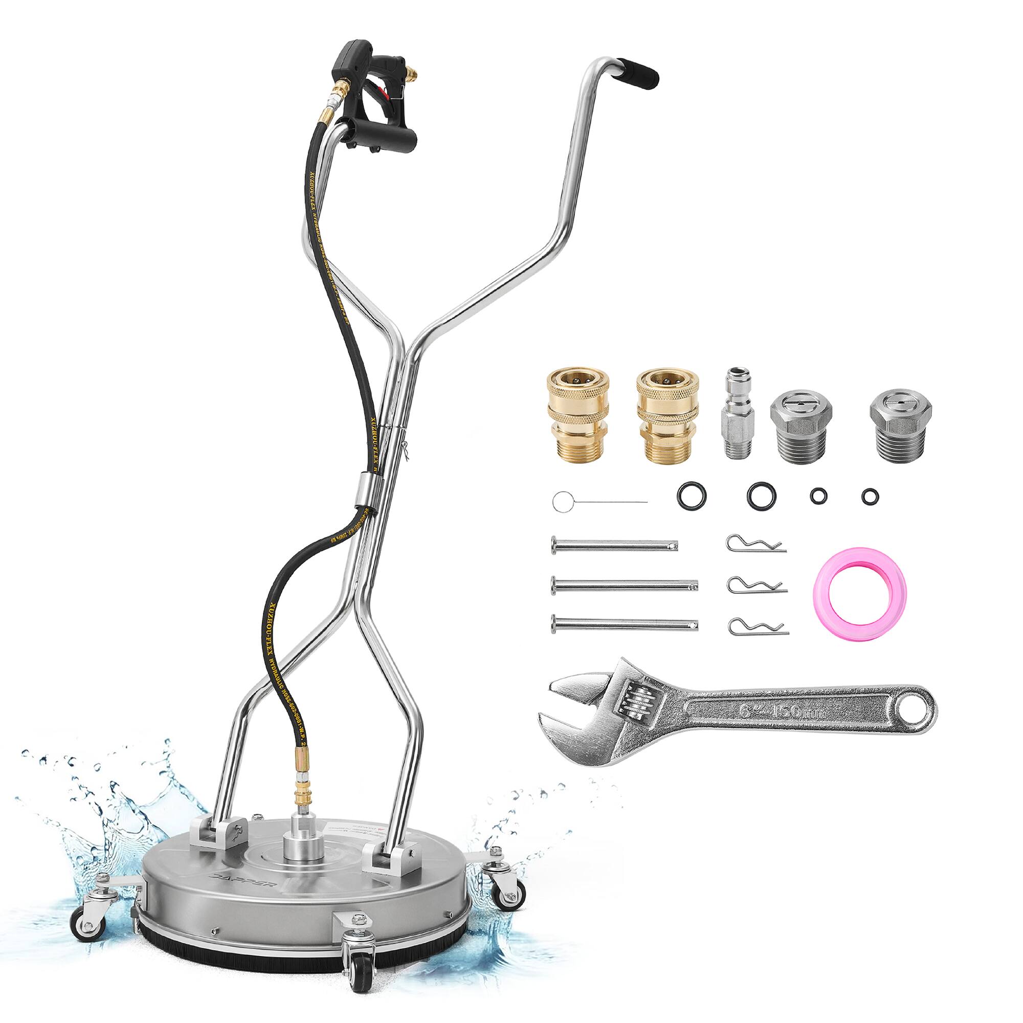 Alt View 9. Dapper Supply - 18" Pressure Washer Surface Cleaner, 4350 PSI, Stainless Steel with Wheels & Handles for Patios - Silver.