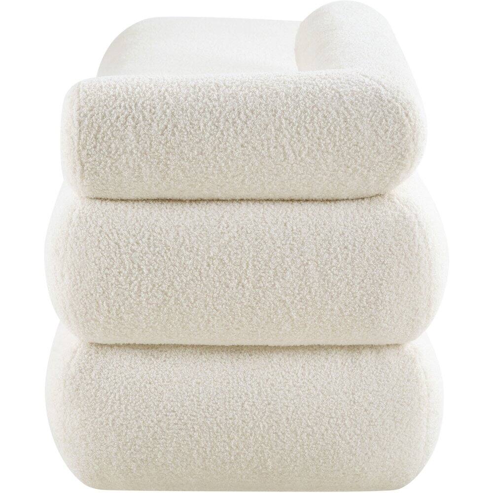 Alt View 3. Meridian Furniture - Kennedy Cream Faux Shearling Teddy Fabric Bench - Beige.
