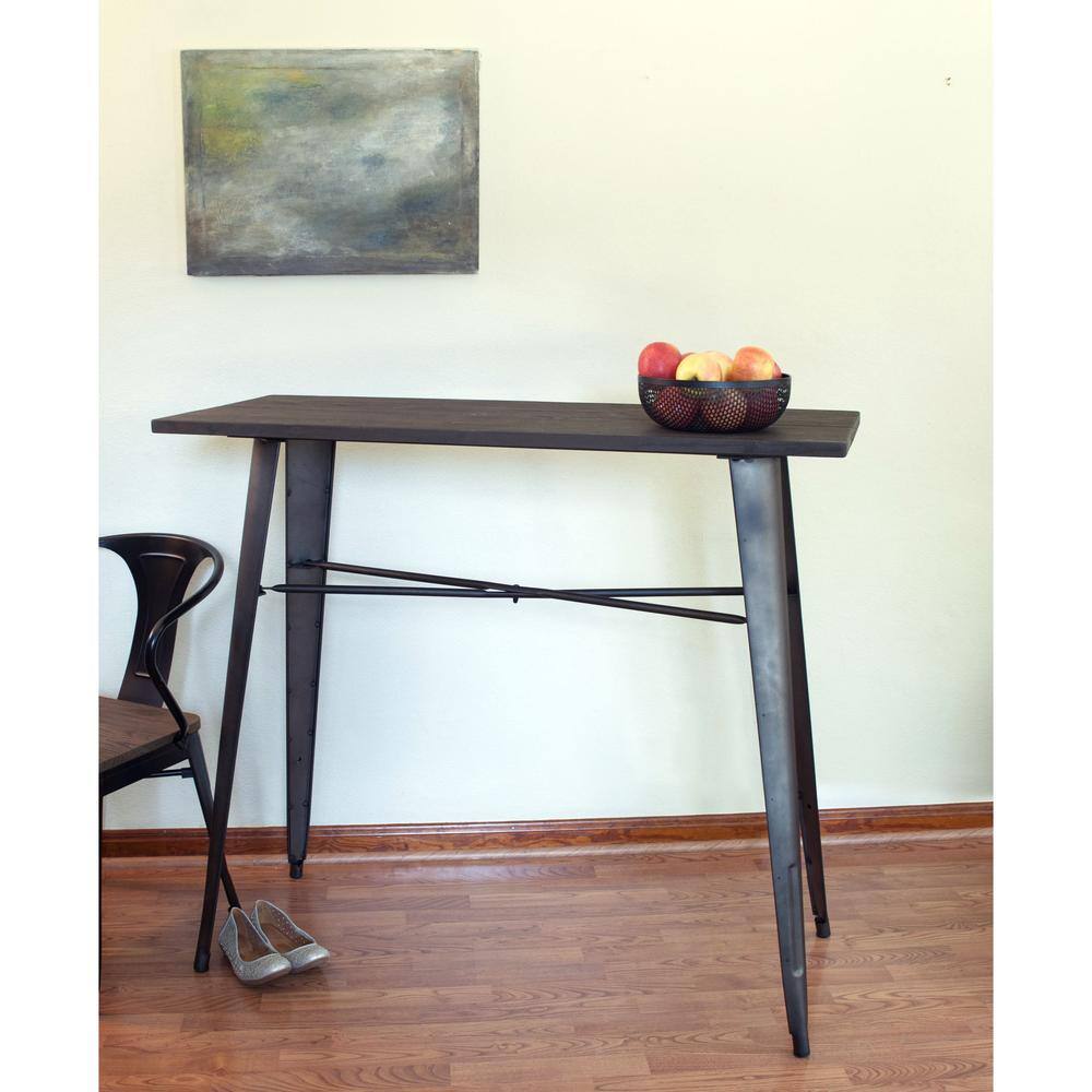 Angle. AmeriHome - AmeriHome Loft Rustic Gunmetal Counter Height Dining Table - Gunmetal.