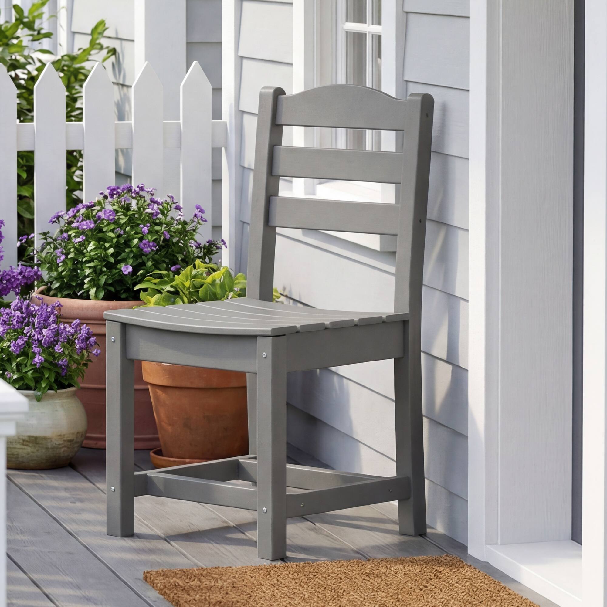 Back. Famapy - Pairs of HDPE Outdoor Armless Dining Chair - 4 Colors Weatherproof Patio Chair for Garden, Poolside 330LBS Capacity - Gray.