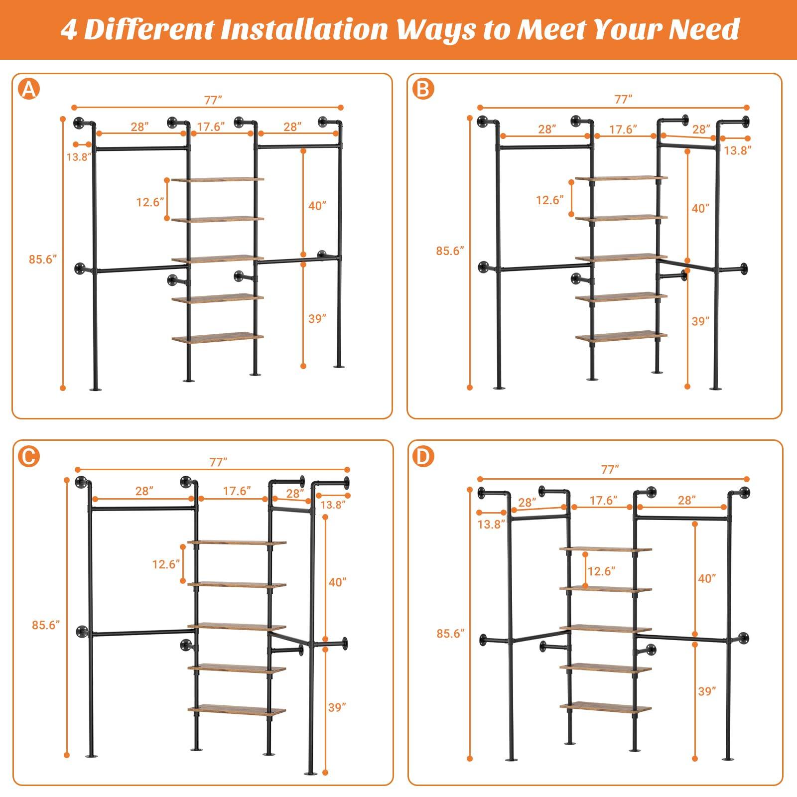 4 Different Installation Ways to Meet Your Need

A
77" 28" 17.6" 28" 13.8" 12.6" 40" 85.6" 39"

B
77" 28" 17.6" 28" 13.8" 12.6" 40" 85.6" 39"

C
77" 28" 17.6" 28" 13.8" 12.6" 40" 85.6" 39"

D
77" 28" 17.6" 28" 13.8" 12.6" 40" 85.6" 39"