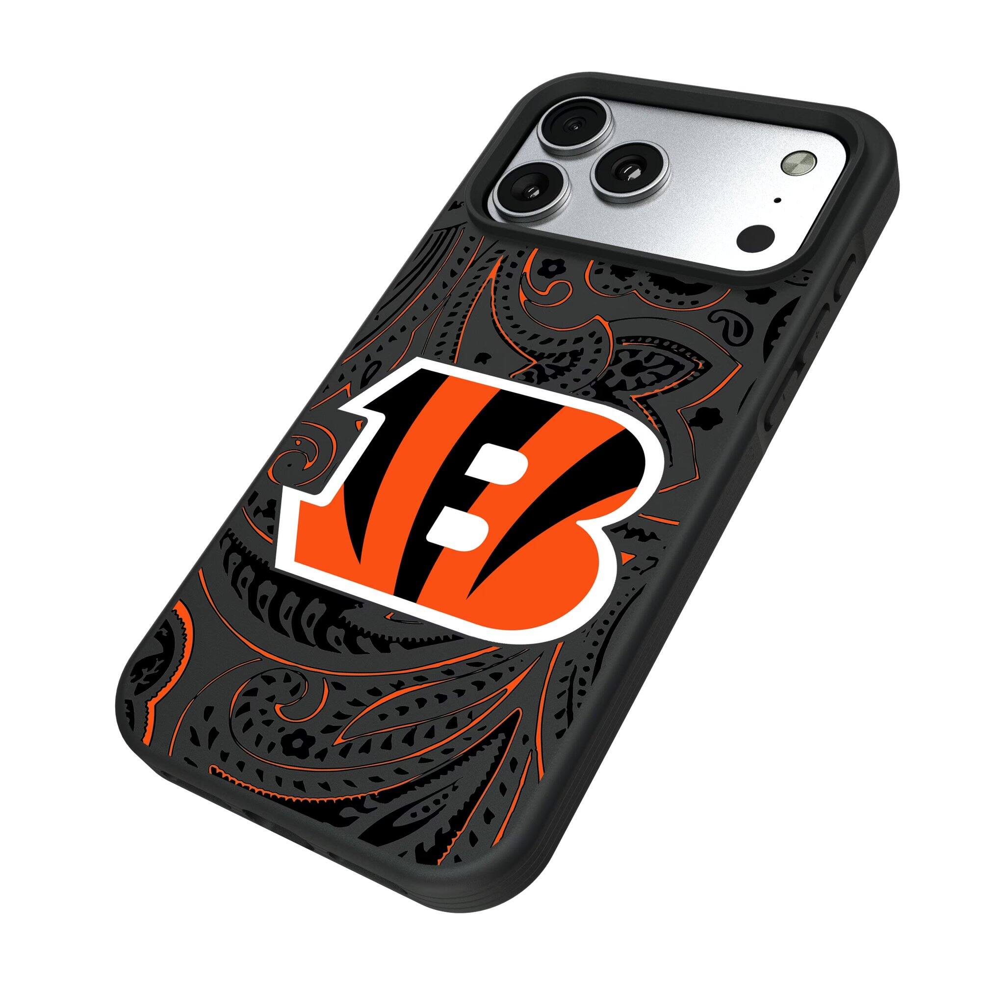 Alt View 1. Keyscaper - Cincinnati Bengals Bump Case with 8.2ft Drop Protection - 15 Pro Max - Multicolor.