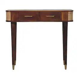 Artisan Furniture - Solid Wood Belmont Cane Edge Console Table, 2 Drawers - Brown
