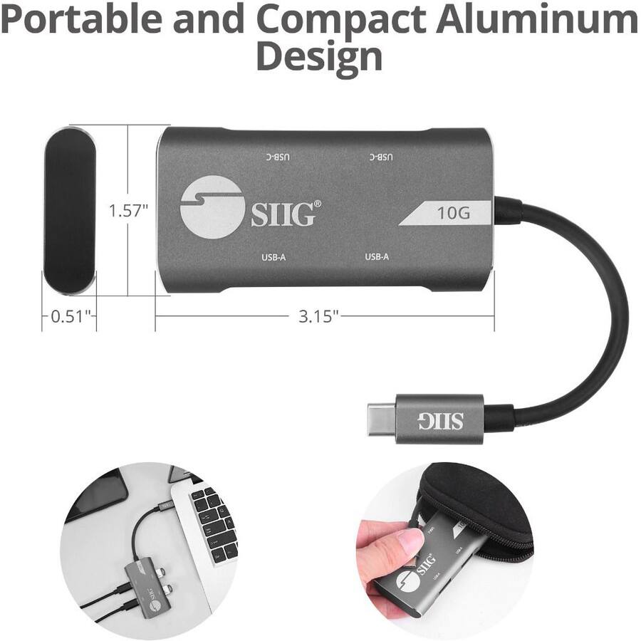 Portable and Compact Aluminum Design

USB-C to USB-A Adapter

10G

USB-A

USB-A

1.57"

0.51"

3.15"