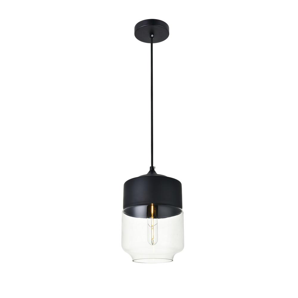 Alt View 2. Living District - Ashwell 1 Light Black Pendant With Clear Glass - Black And Clear.