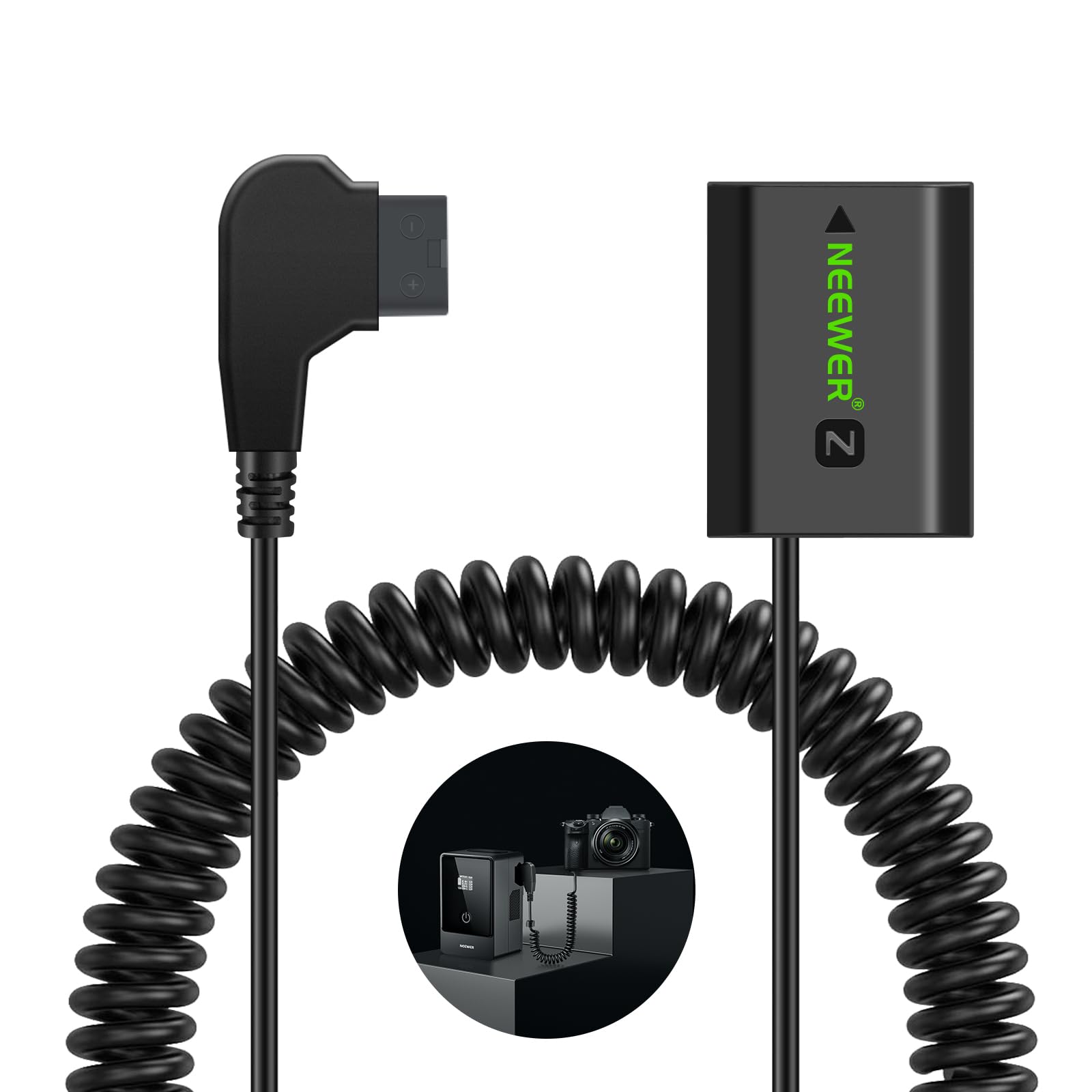 Neewer - D-Tap to NP-FZ100 Dummy Battery, Continuous Power for Sony, VP-FZ100 - Black