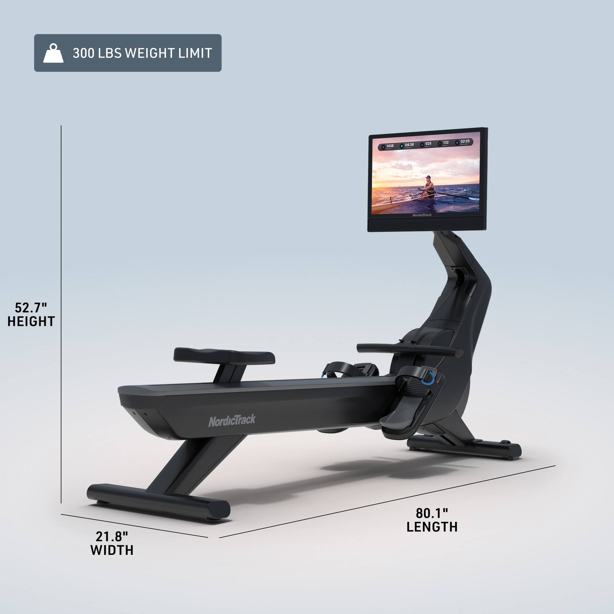300 LBS WEIGHT LIMIT

52.7" HEIGHT

21.8" WIDTH

80.1" LENGTH