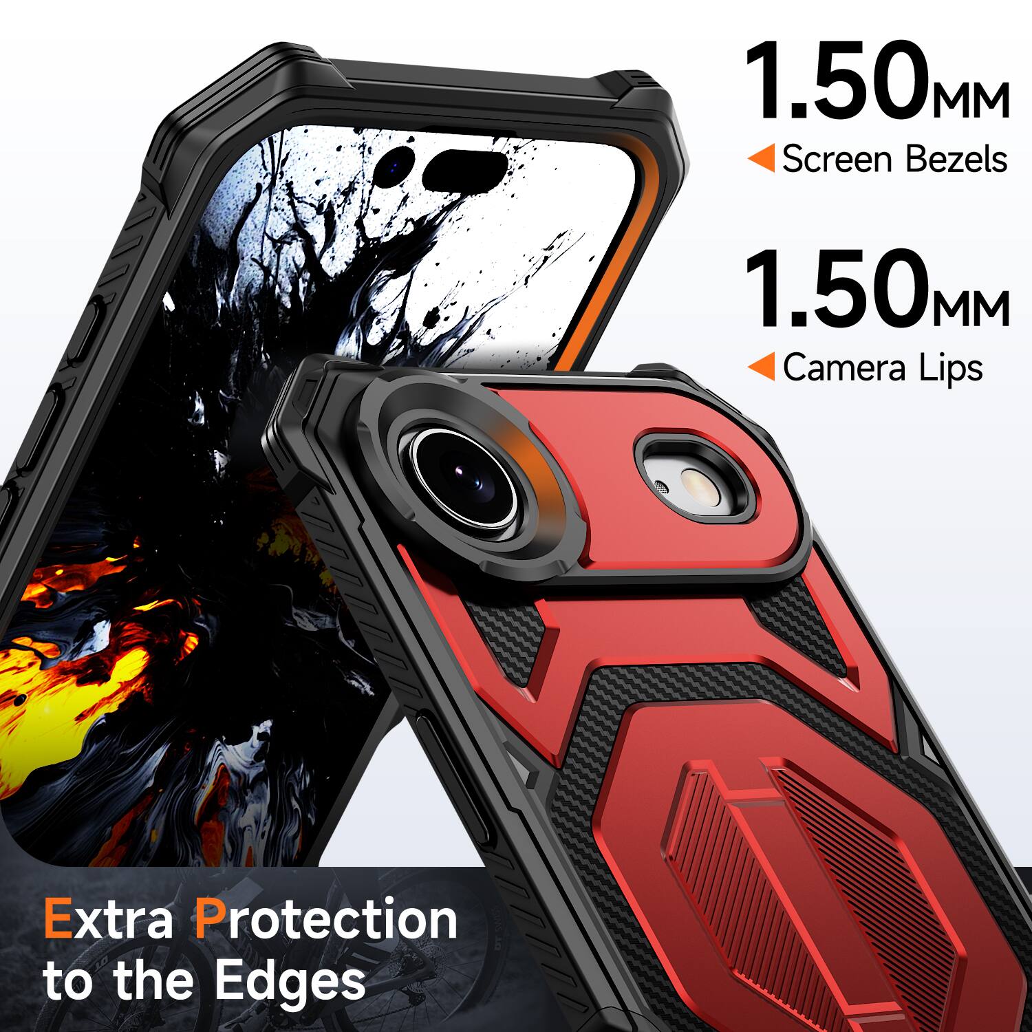 1.50MM Screen Bezels  
1.50MM Camera Lips  
Extra Protection to the Edges