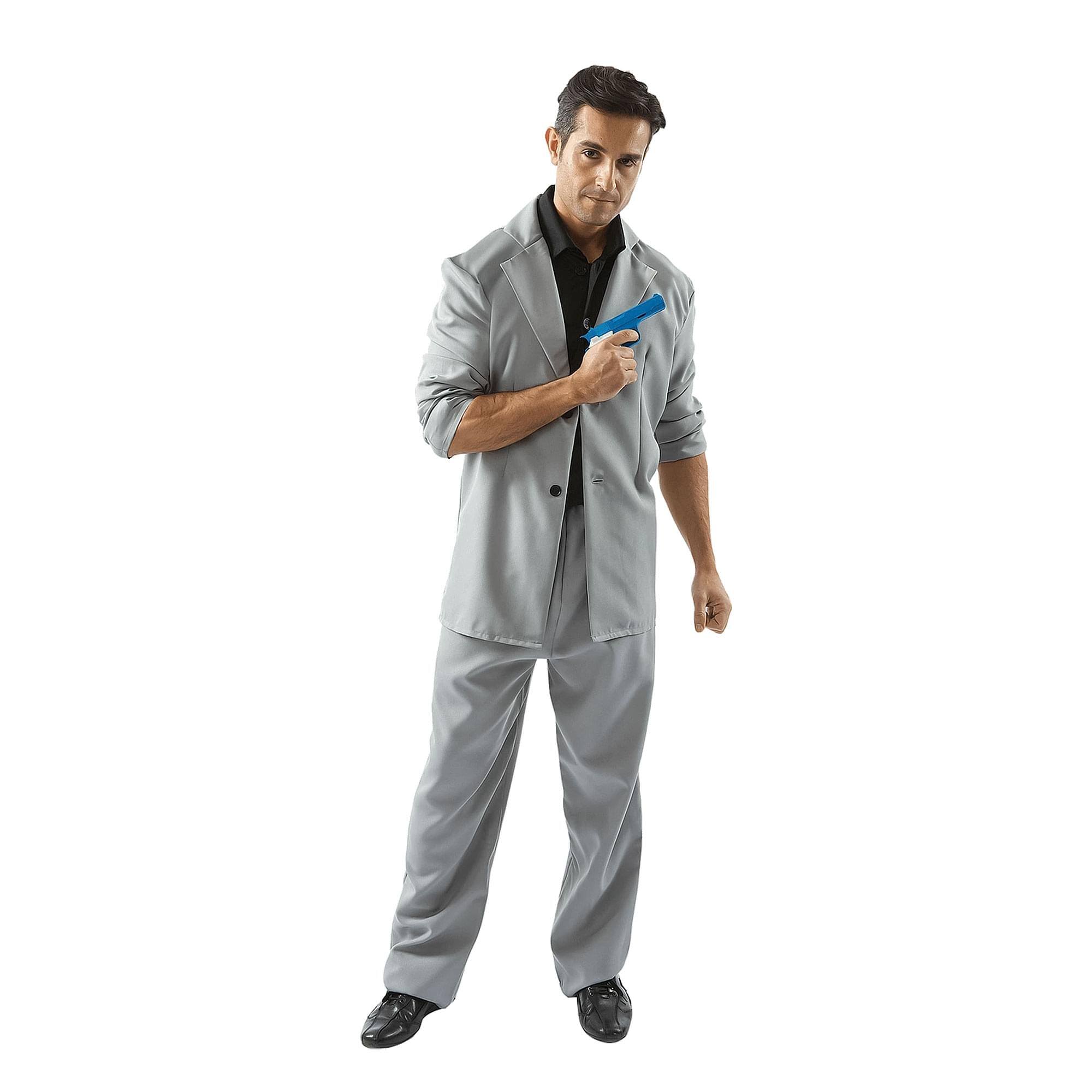 Front. Angels Costumes - Florida Detective Adult Costume, Standard - Grey.
