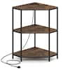 Front. Gymax - Gymax 3-Tier Corner Printer Stand w/Charging Station & Metal Frame for Living Room - Black.