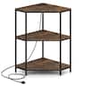 Gymax - 3-Tier Corner Printer Stand w/Charging Station & Metal Frame for Living Room - Black