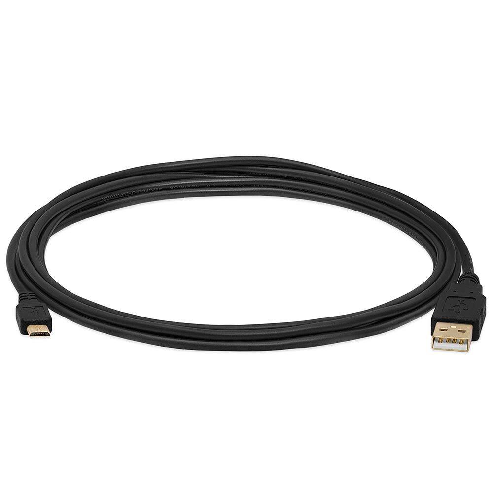 Angle. Cmple.com - Micro to USB Cable 10ft Black USB-A 2.0 to Micro-B 5-Pin 480Mbps Gold-Plated - Black.