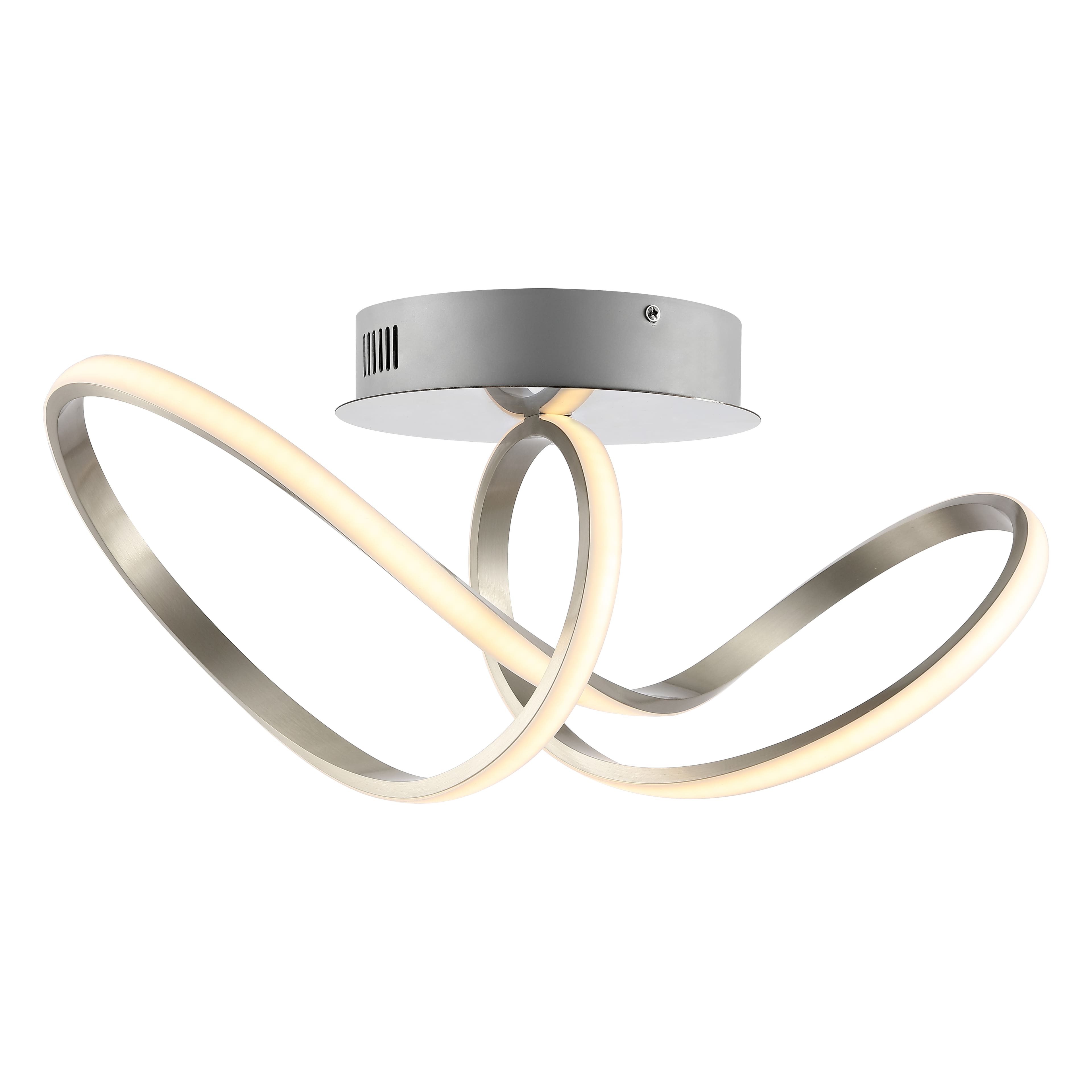 Jonathan Y - Chantelle 19.5" 1-Light Modern Minimalist Aluminum Loop Integrated LED Semi Flush Mount - Nickel