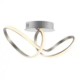 Jonathan Y - Chantelle 19.5" 1-Light Modern Minimalist Aluminum Loop Integrated LED Semi Flush Mount - Nickel