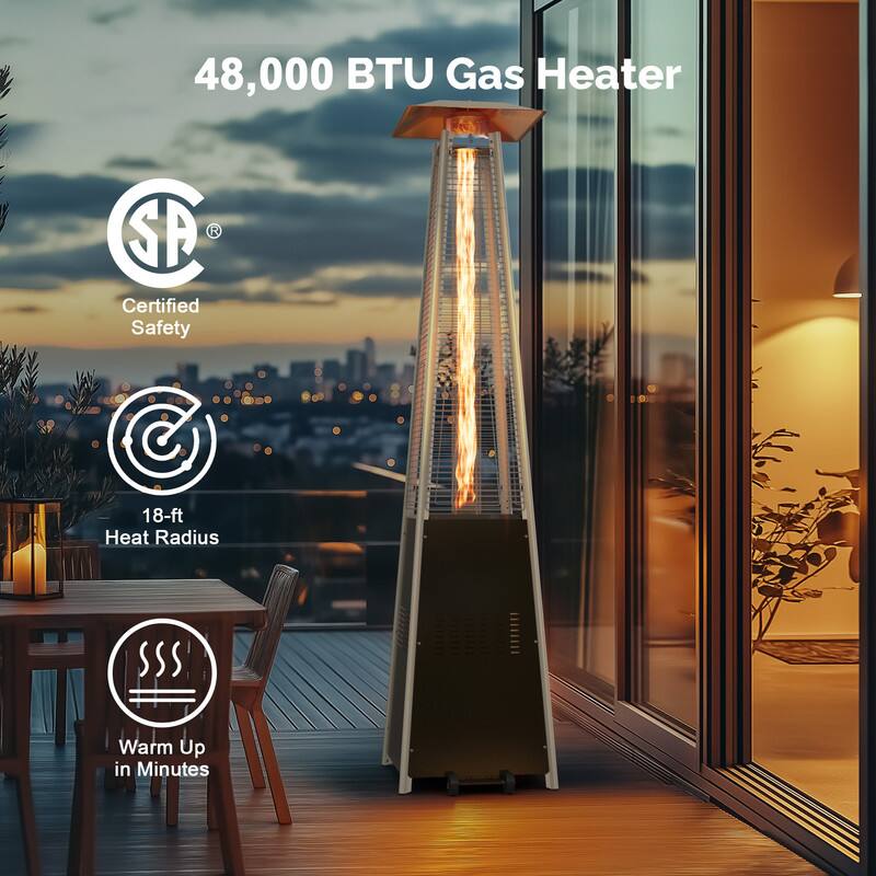 48,000 BTU Gas Heater

Certified Safety

18-ft Heat Radius

Warm Up in Minutes