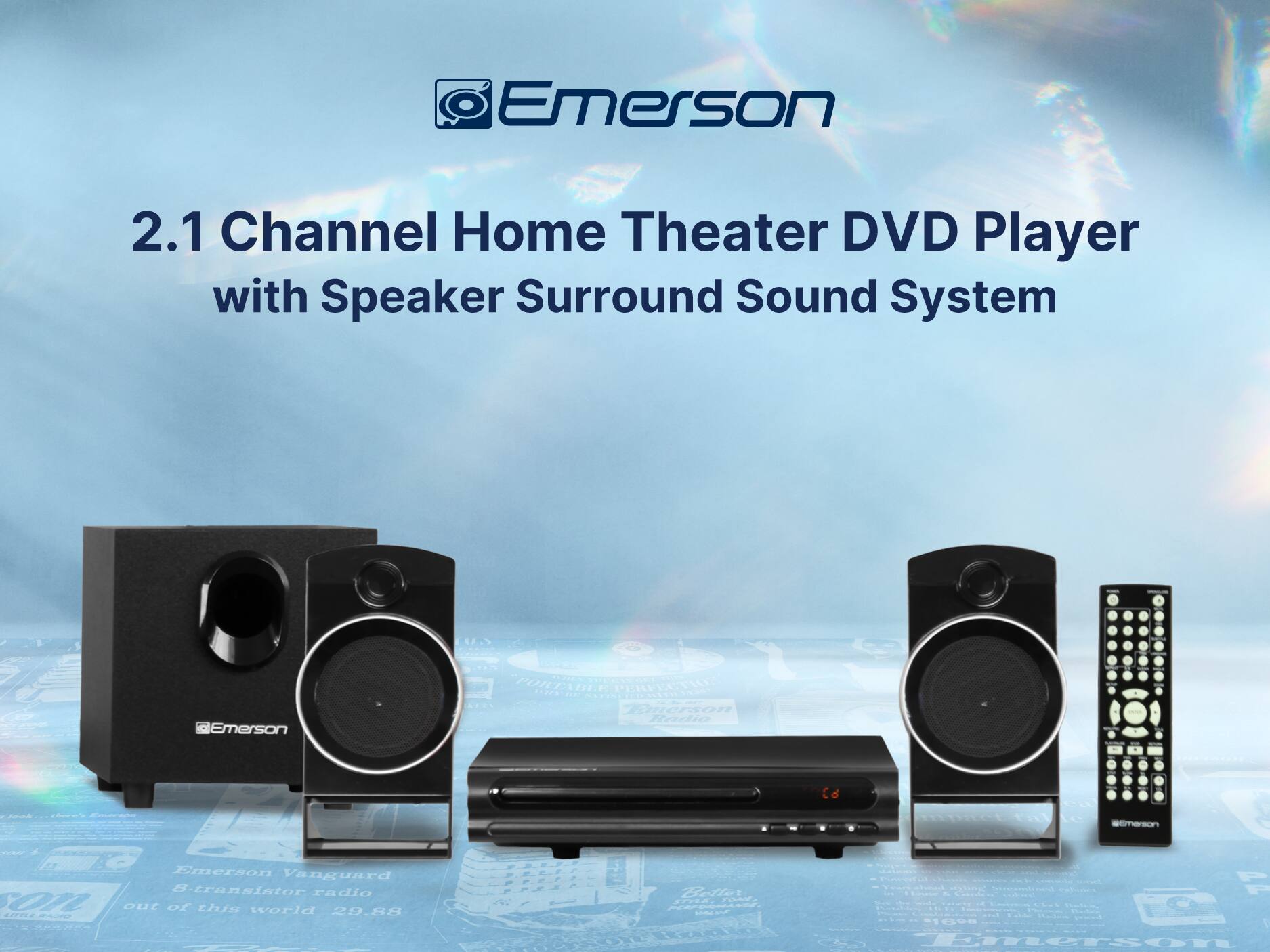 Emerson 2.1 Channel Home Theater DVD Player with Speaker Surround Sound System
Emerson Vanguard S-transistor radio out of this world 29.88