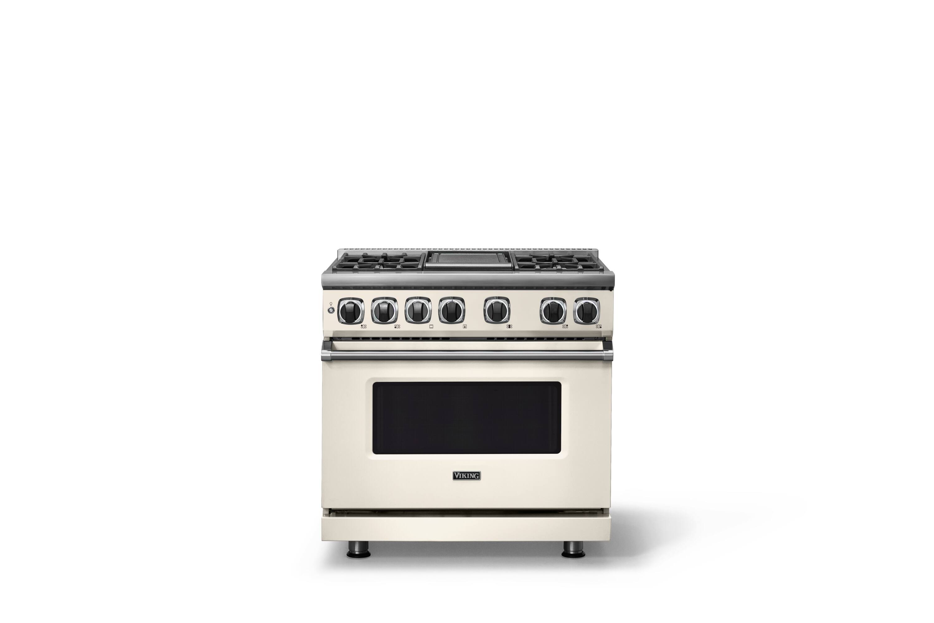 Alt View 4. Viking - 36"W. 5.6 Cu. Ft. 7S Self-Clean LP Dual Fuel Range-Pure White - Pure White.