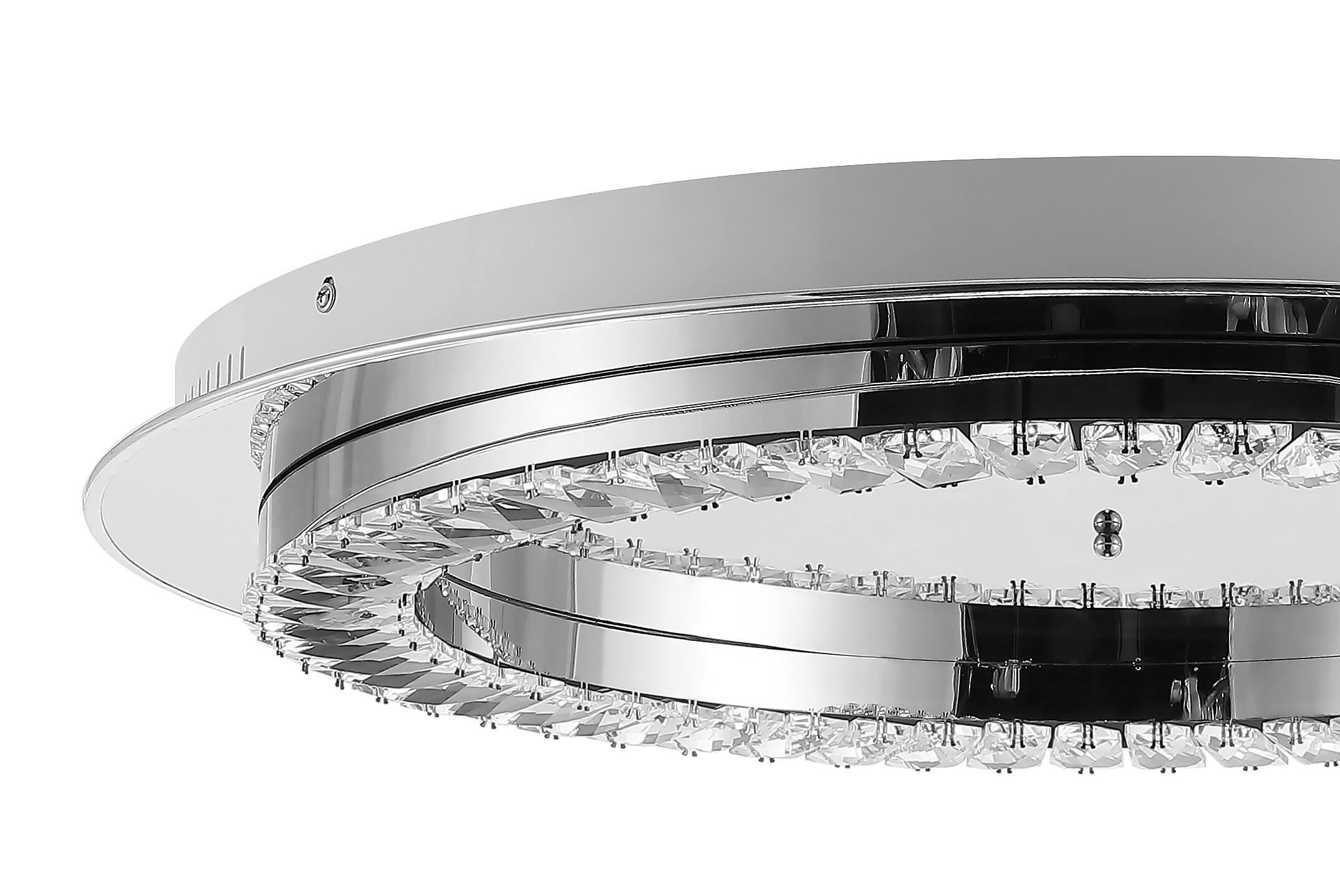 Alt View 4. Jonathan Y - Cristal 24" Integrated Iron/Crystal Glam LED Flush Mount, Chrome/Clear - Chrome.