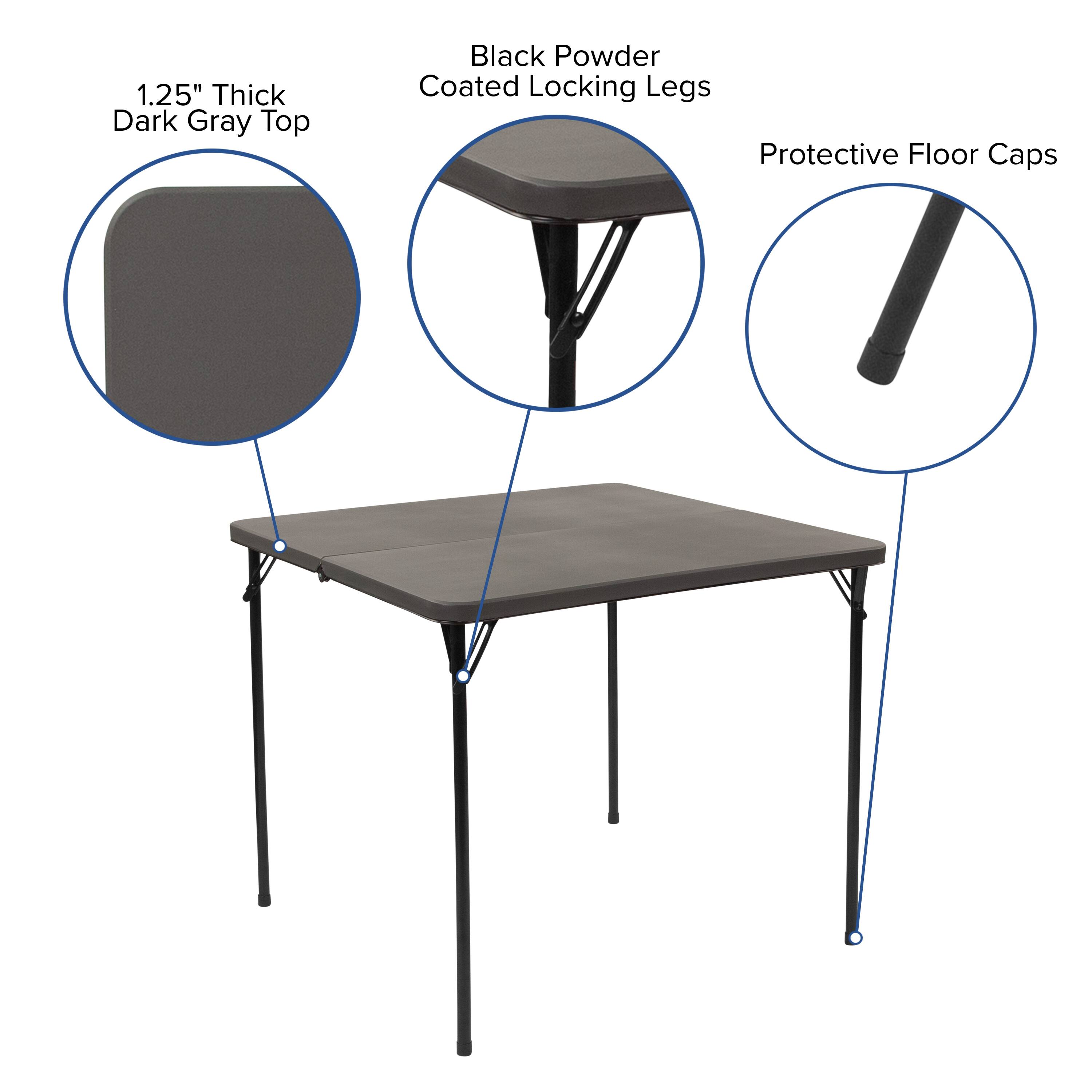 Alt View 15. Alamont Home - 2.83-Foot Square Bi-Fold Plastic Folding Table with Carrying Handle - Dark Gray.