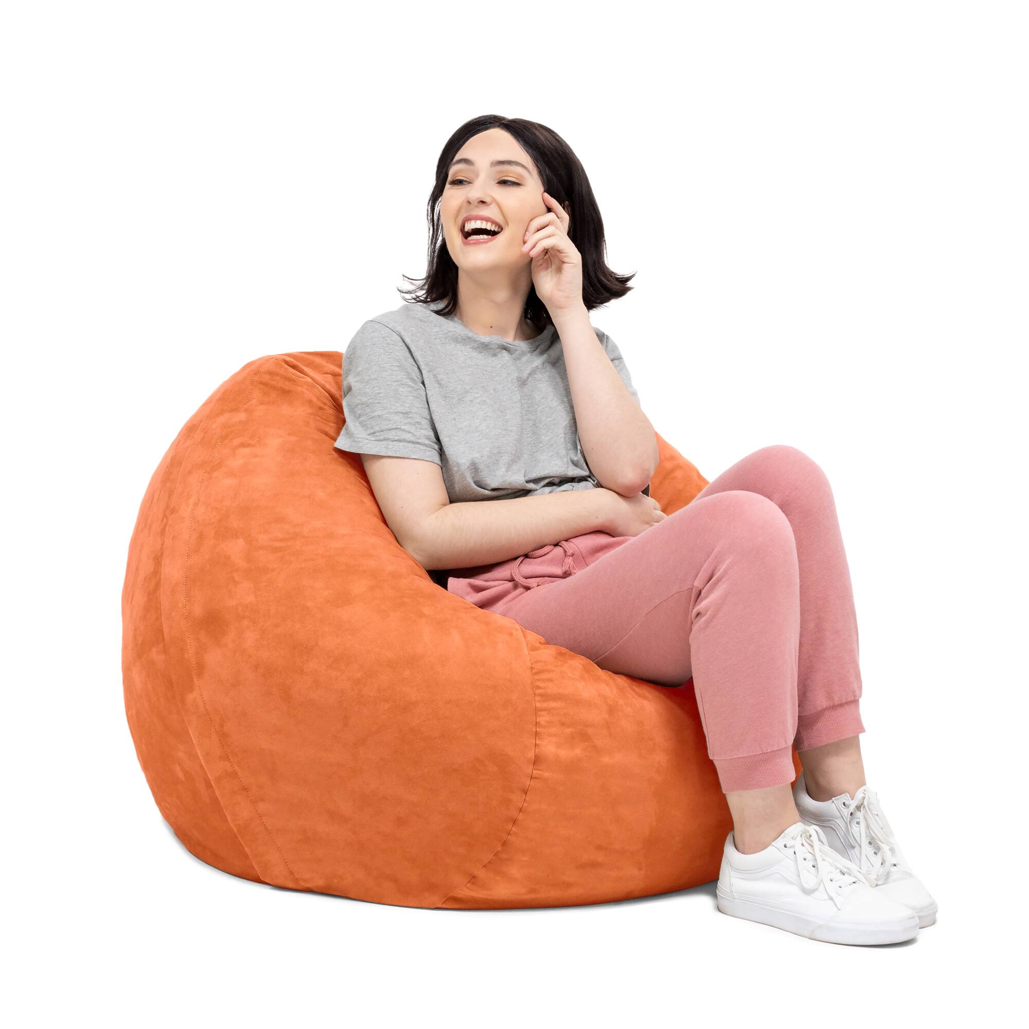 Angle. Jaxx - Jaxx Saxx 3 Foot Bean Bag Chair with Removable Cover, Mandarin - Orange.