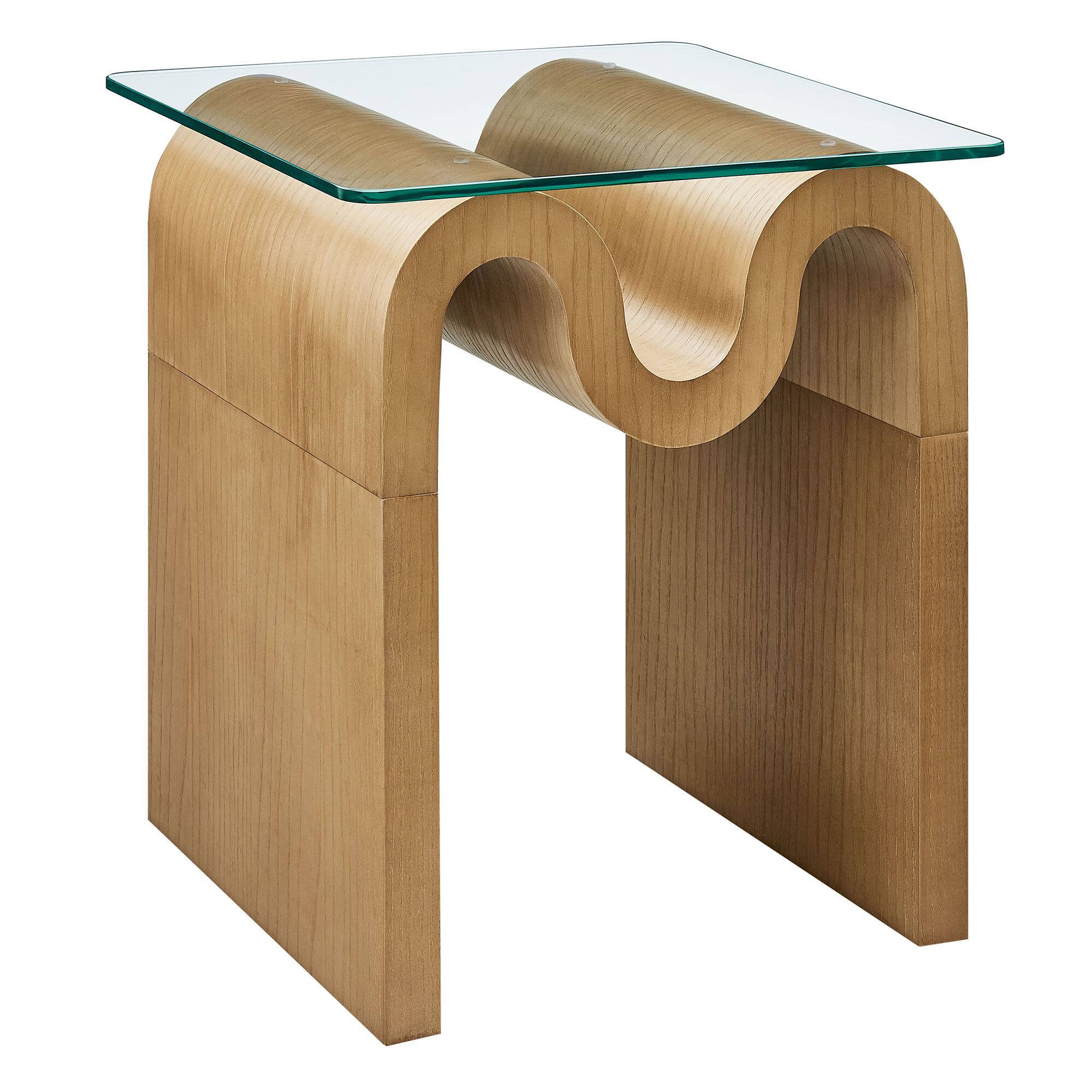 Angle. Modway - Ondine Glass Top Side Table by Modway - Natural.