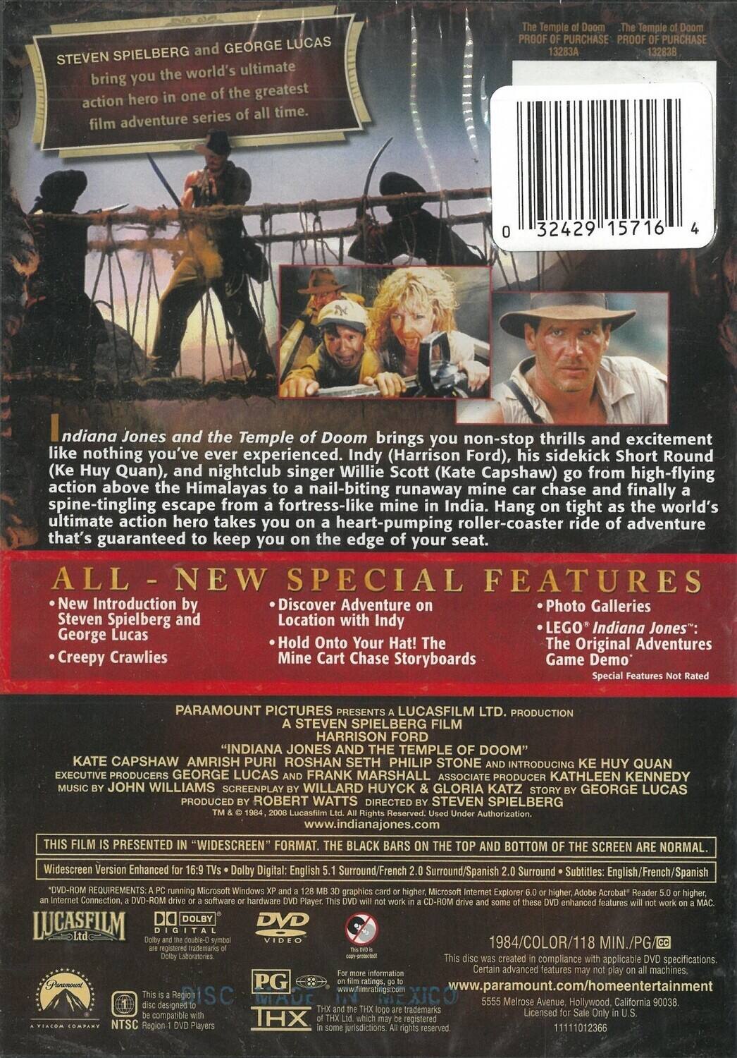 Alt View 1. Indiana Jones and the Temple of Doom   - DVD.