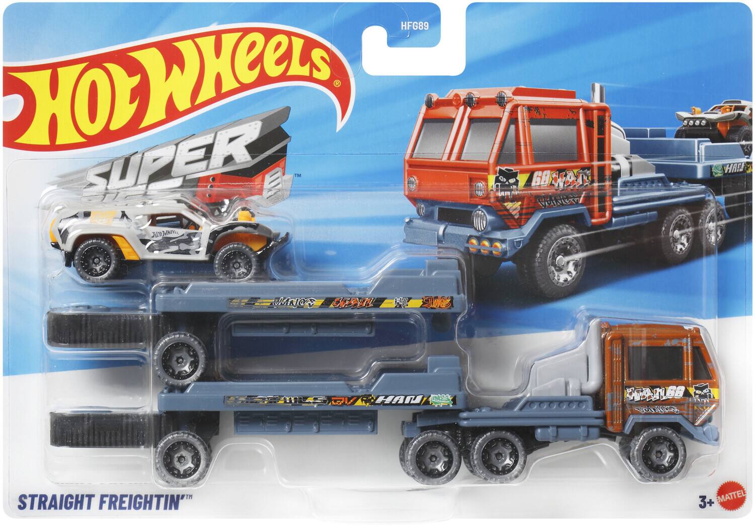 HFG89  
Hot Wheels  
SUPER  
STRAIGHT FREIGHTIN'  
3+  
MATTEL