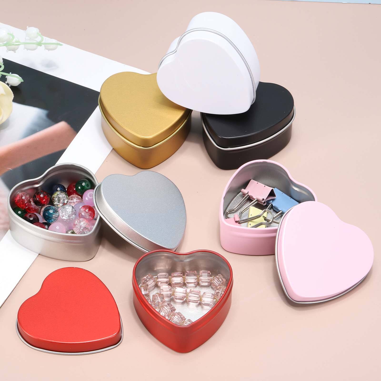 Alt View 3. Unique Bargains - Metal Tin Box with Lid Heart Empty Container for Home Organizer Gifts Crafts - White.