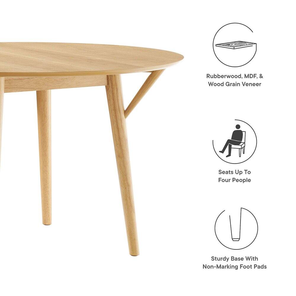 - Rubberwood, MDF, & Wood Grain Veneer
- Seats Up To Four People
- Sturdy Base With Non-Marking Foot Pads