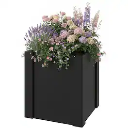 Outsunny - Garden Bed Galvanized Planter Box Outdoor with Gloves for Gardening Vegetables, Flower, Herb - Black