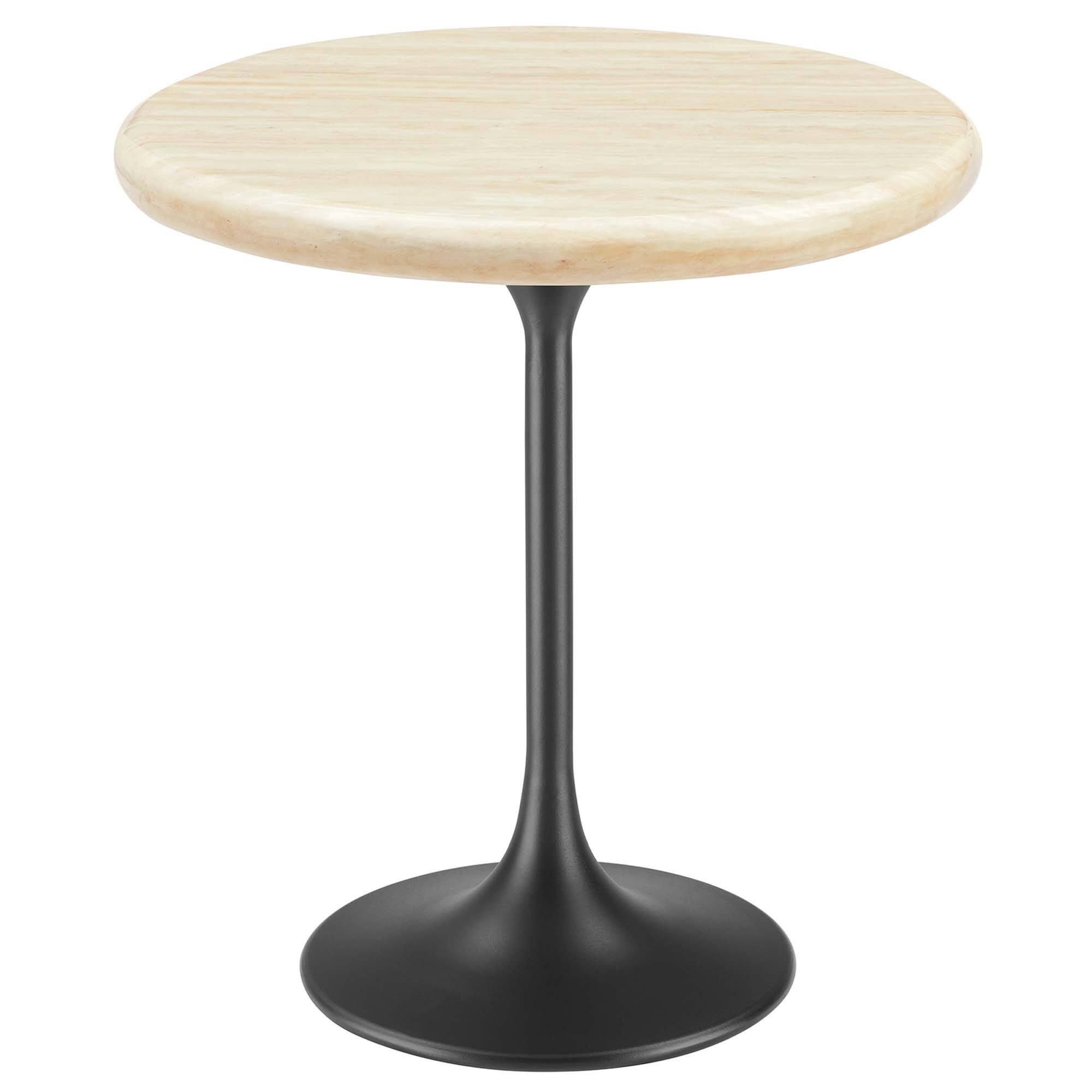 Angle. Modway - Lippa Round Artificial Travertine Side Table - Black Travertine.