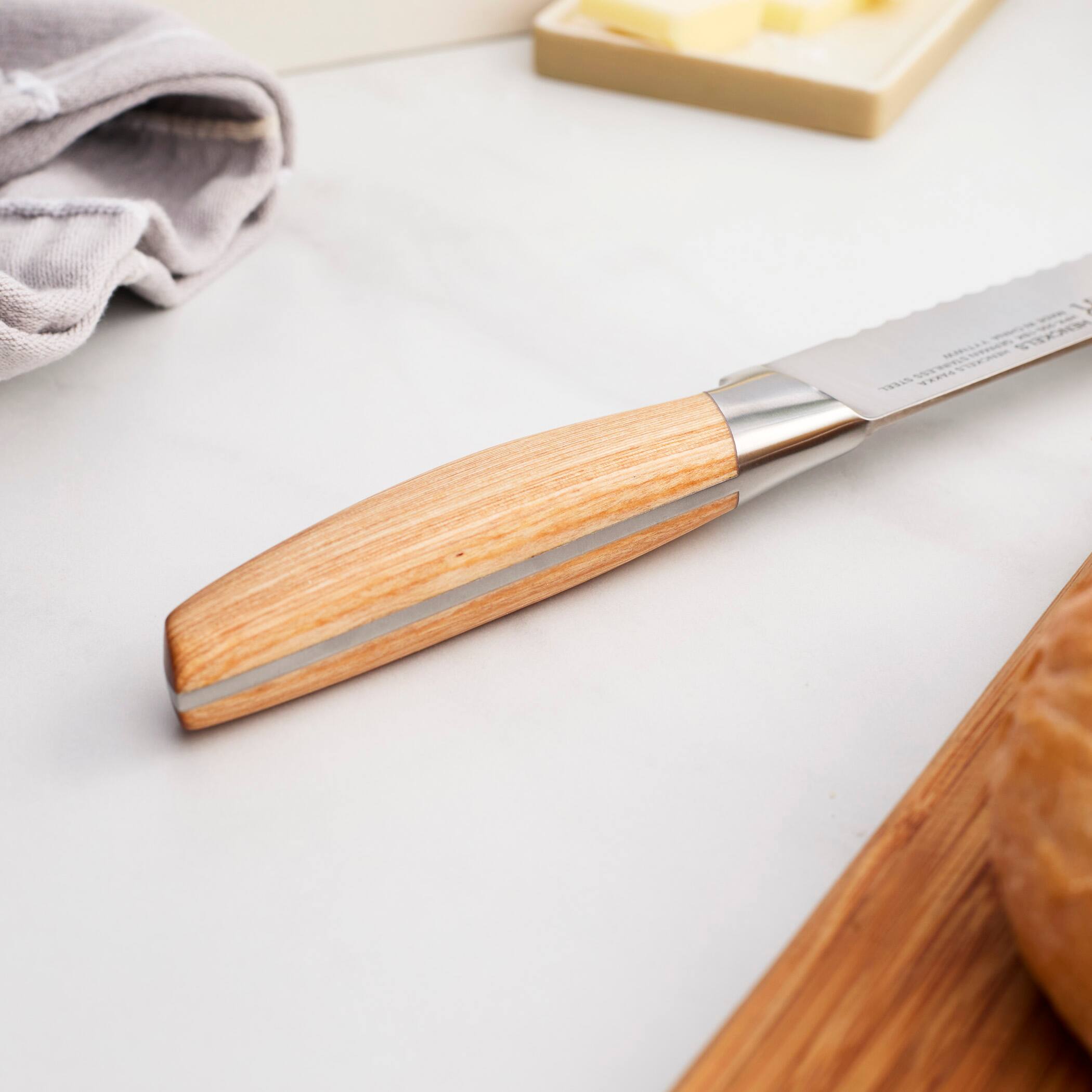 Alt View 4. Henckels - Henckels Pakka 8-inch Bread Knife - Wood.