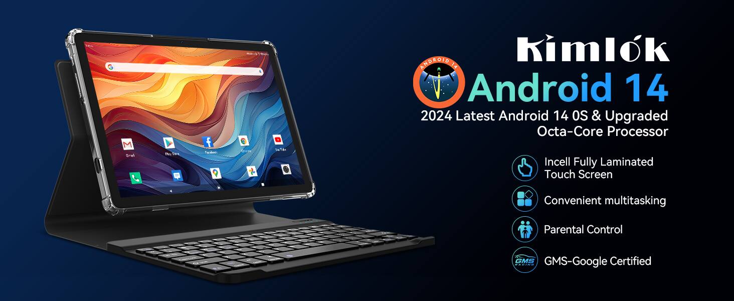 Kimlök  
Android 14  
2024 Latest Android 14 OS & Upgraded Octa-Core Processor  

- Incell Fully Laminated Touch Screen  
- Convenient multitasking  
- Parental Control  
- GMS-Google Certified