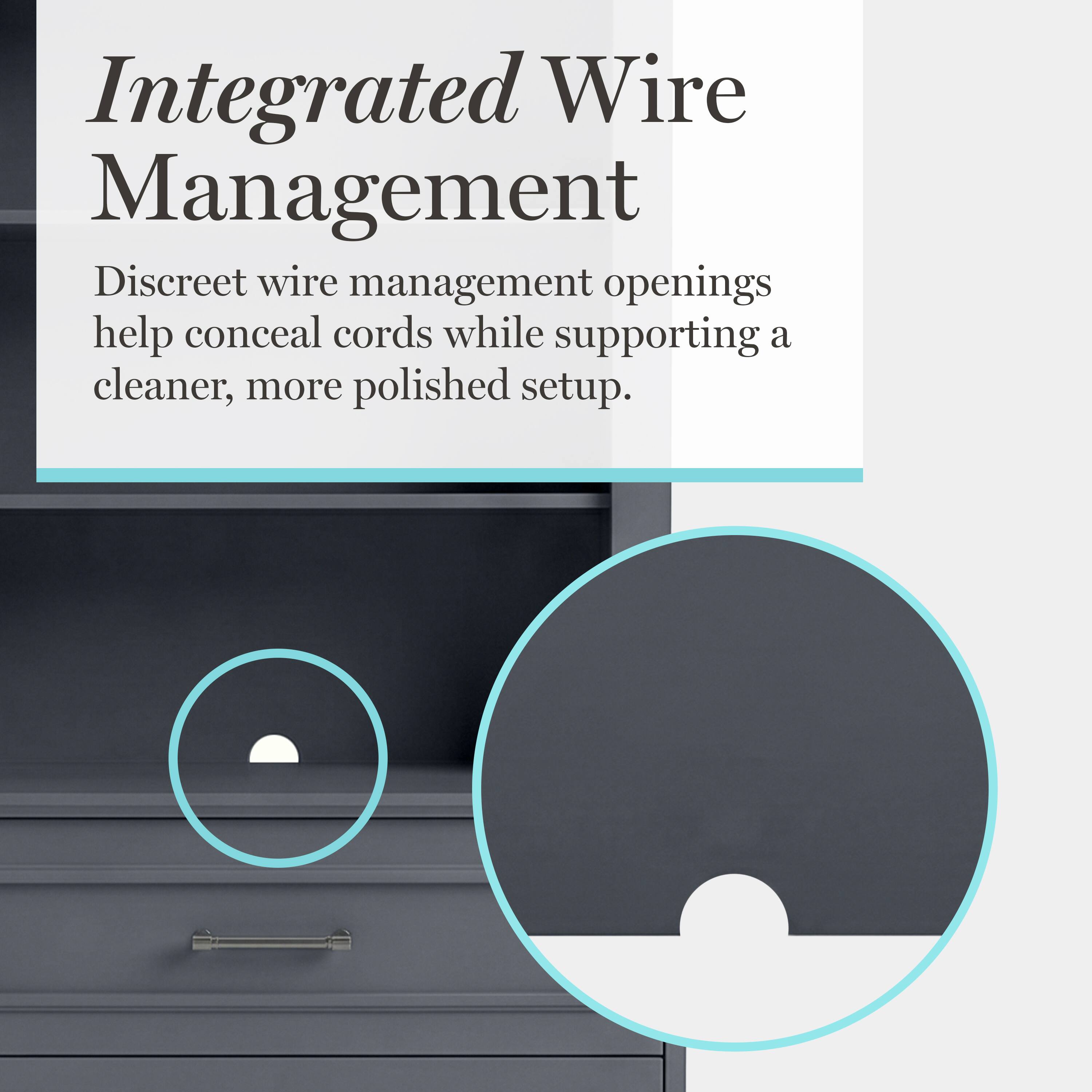 Integrated Wire Management

Discreet wire management openings help conceal cords while supporting a cleaner, more polished setup.