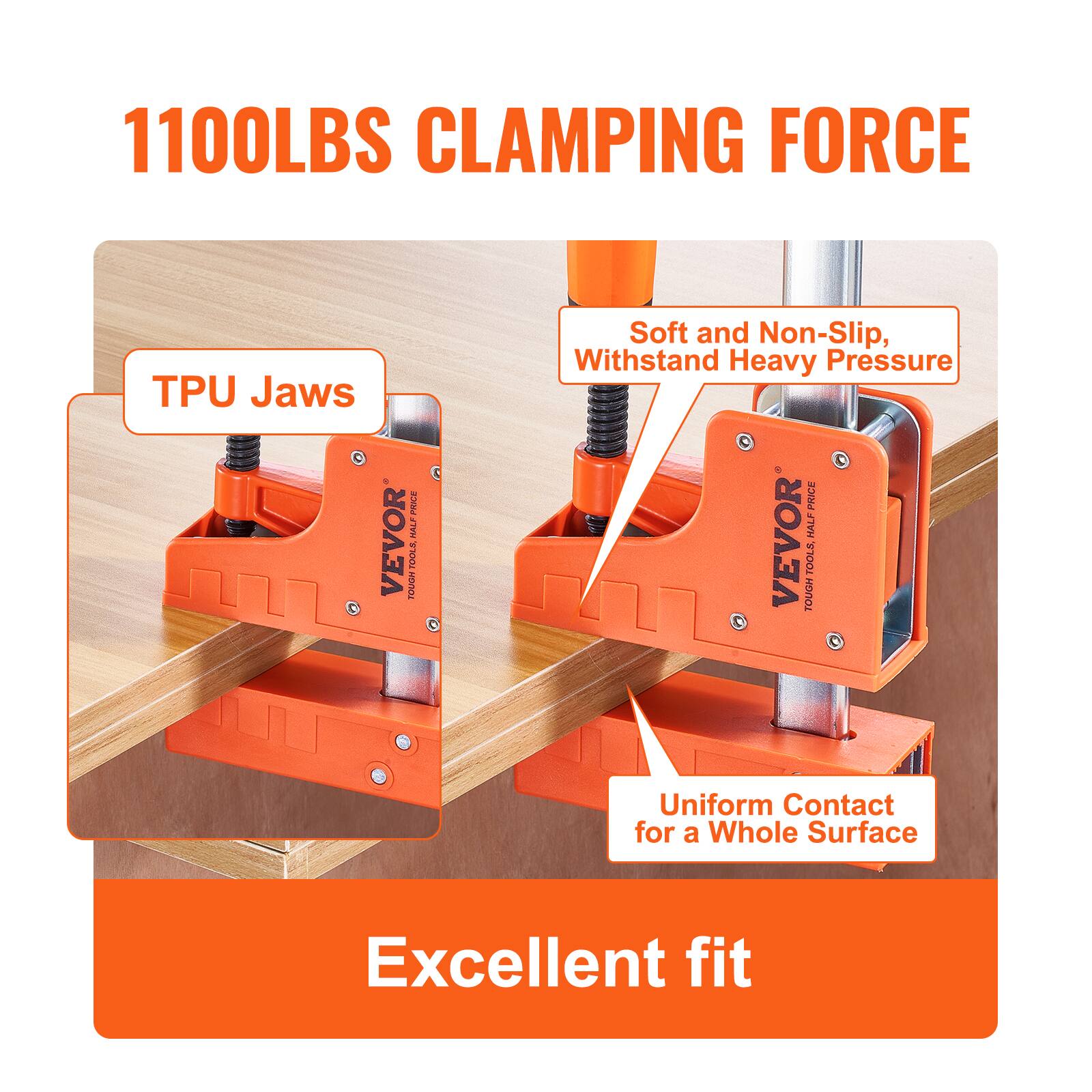 1100LBS CLAMPING FORCE  
TPU Jaws  
Soft and Non-Slip, Withstand Heavy Pressure  
Uniform Contact for a Whole Surface  
Excellent fit  

PRICE: PALF VEVOR KPONTOOLS  
PRICE: MALF VEVOR FCAGM TOOLS