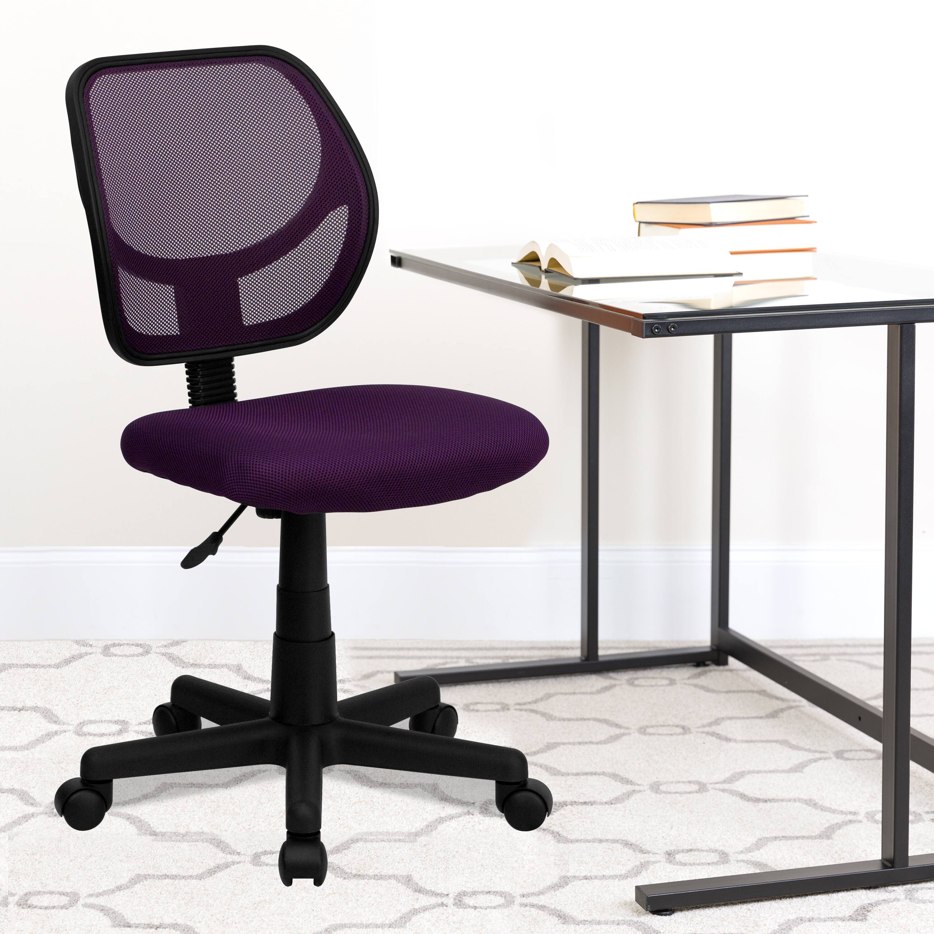 Alt View 1. Emma + Oliver - Mid-Back Mesh Swivel Task Office Chair with Curved Square Back - Purple.