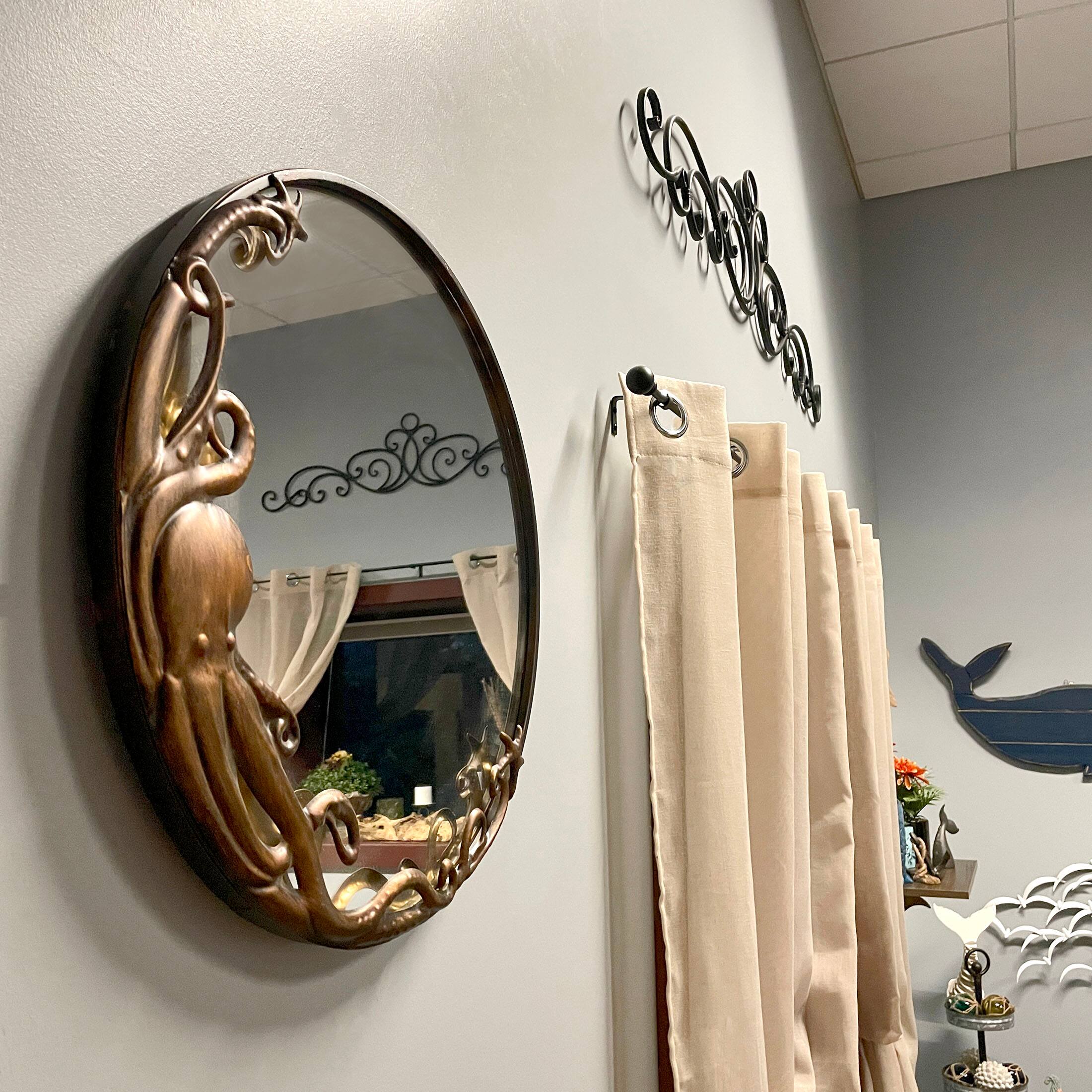 Alt View 4. Zeckos - Bronze Octopus Wall Mirror – 20-Inch Decorative Accent for Nautical Home Decor - Bronze.