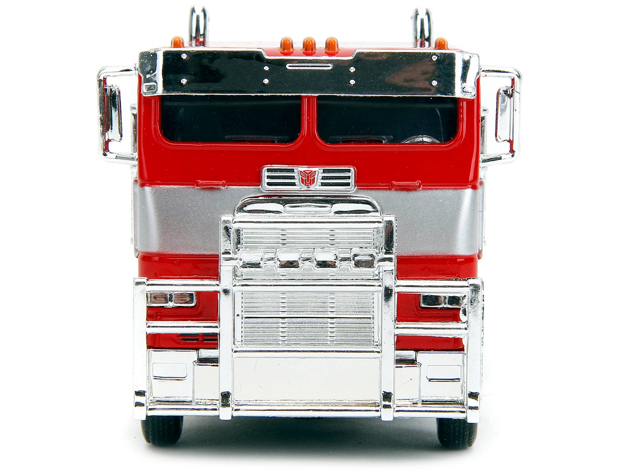Back. Jada - Optimus Prime Tractor Truck Red & Blue w/ Silver Stripes Transformers Rise of the Beasts 2023 Movie Hollywood Rides 1/32 - Red And Blue With Silver.