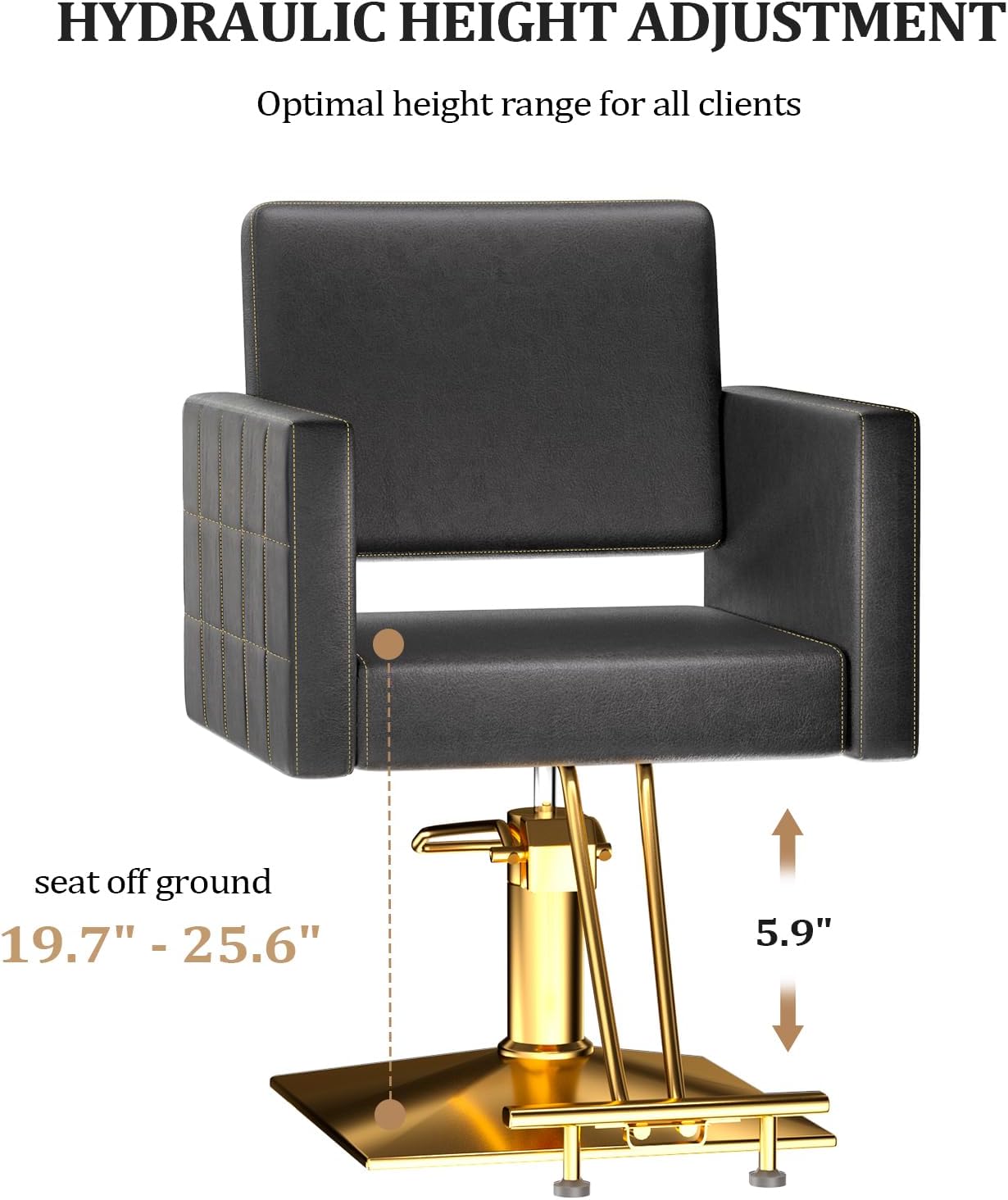 HYDRAULIC HEIGHT ADJUSTMENT  
Optimal height range for all clients  

seat off ground  
19.7" - 25.6"  

5.9"