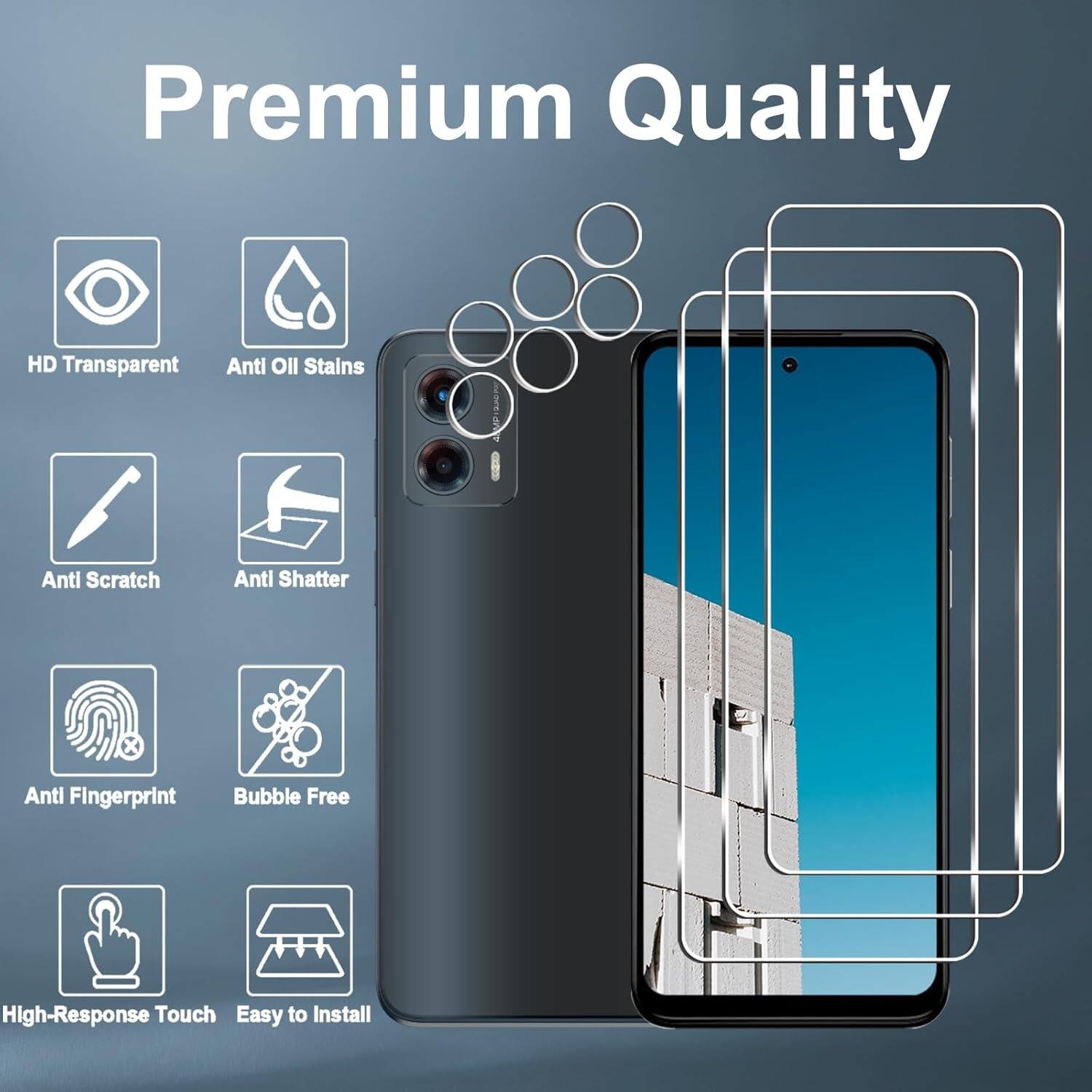 Premium Quality

- HD Transparent
- Anti Oil Stains
- Anti Scratch
- Anti Shatter
- Anti Fingerprint
- Bubble Free
- High-Response Touch
- Easy to Install