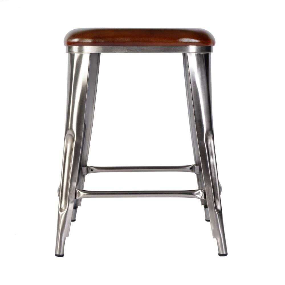 Left. Butler Specialty - Eastham 24.75 in Seat Height Iron Counter Stool - Brown,Silver.
