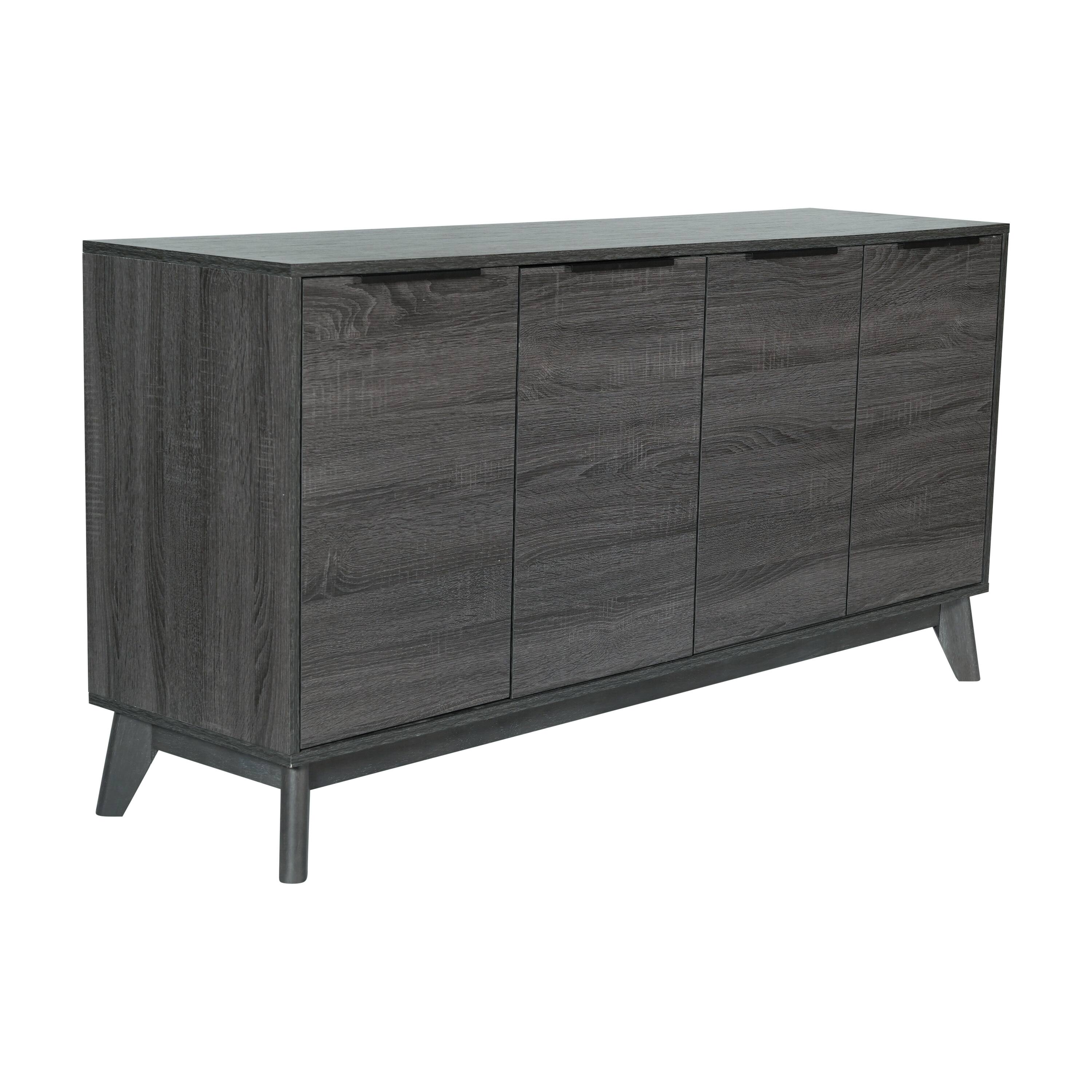 Alt View 1. Emma + Oliver - Mid-Century Modern Buffet/TV Stand with Soft Close Doors & Shelving - Black Wash.